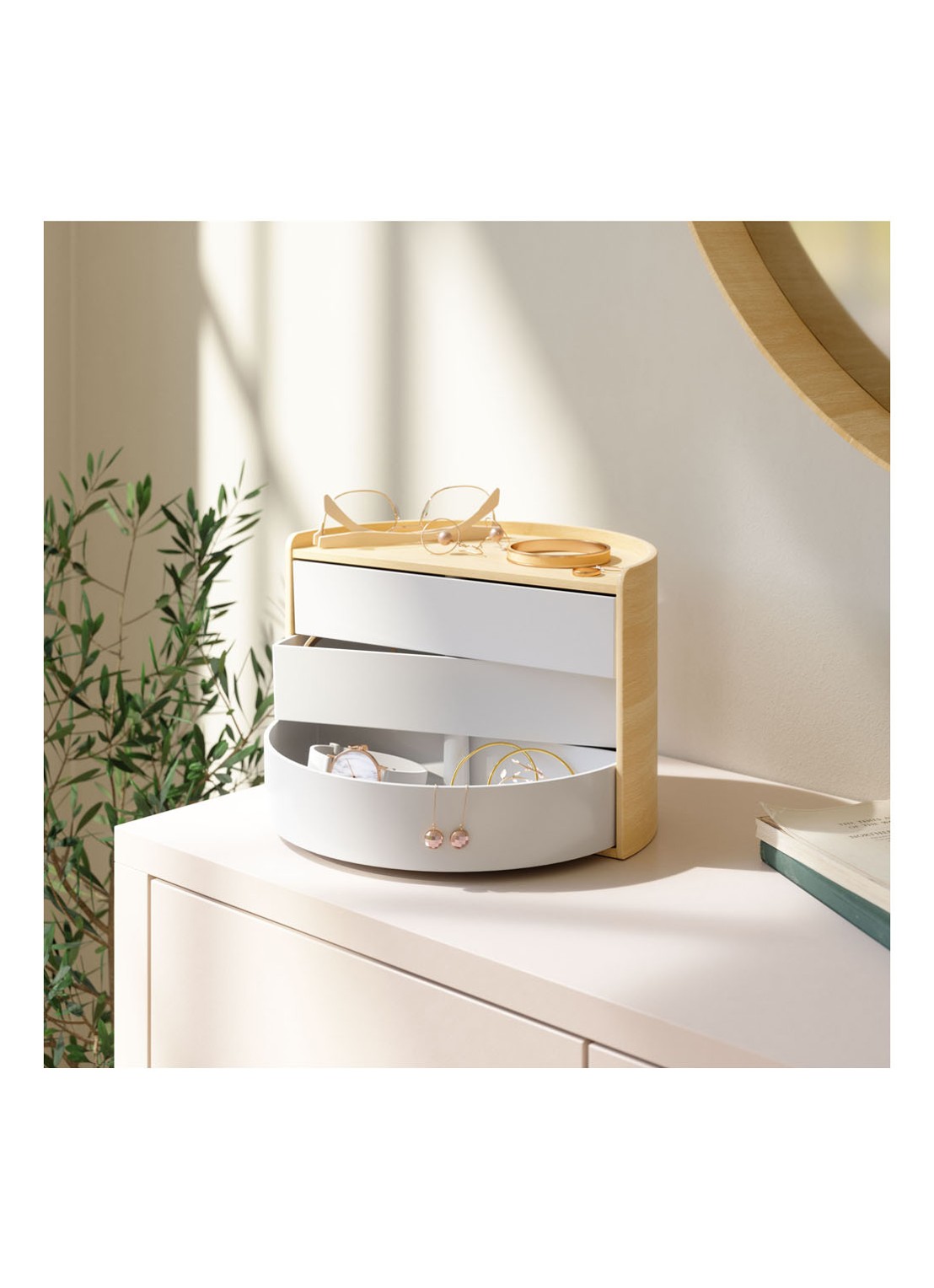 Umbra Moona opbergbox 27,4 cm  - achterkant 4 lichtbruin