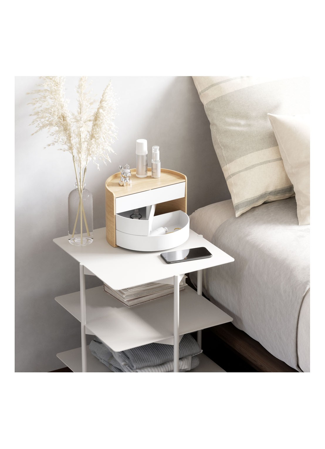 Umbra Moona opbergbox 27,4 cm  - voorkant 2 lichtbruin