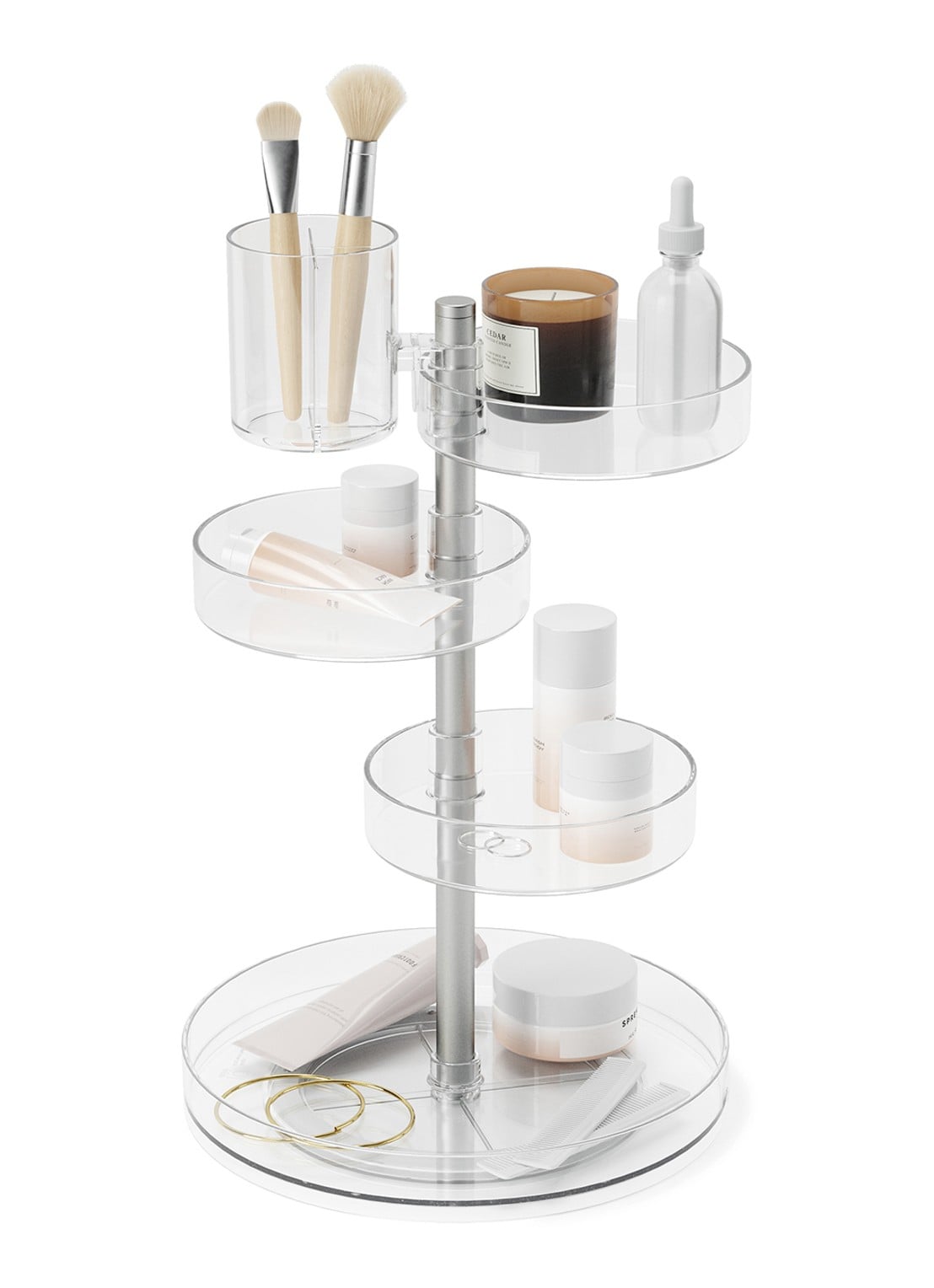 Umbra Pirouette make-up organizer 23 cm - voorkant 2 zilver