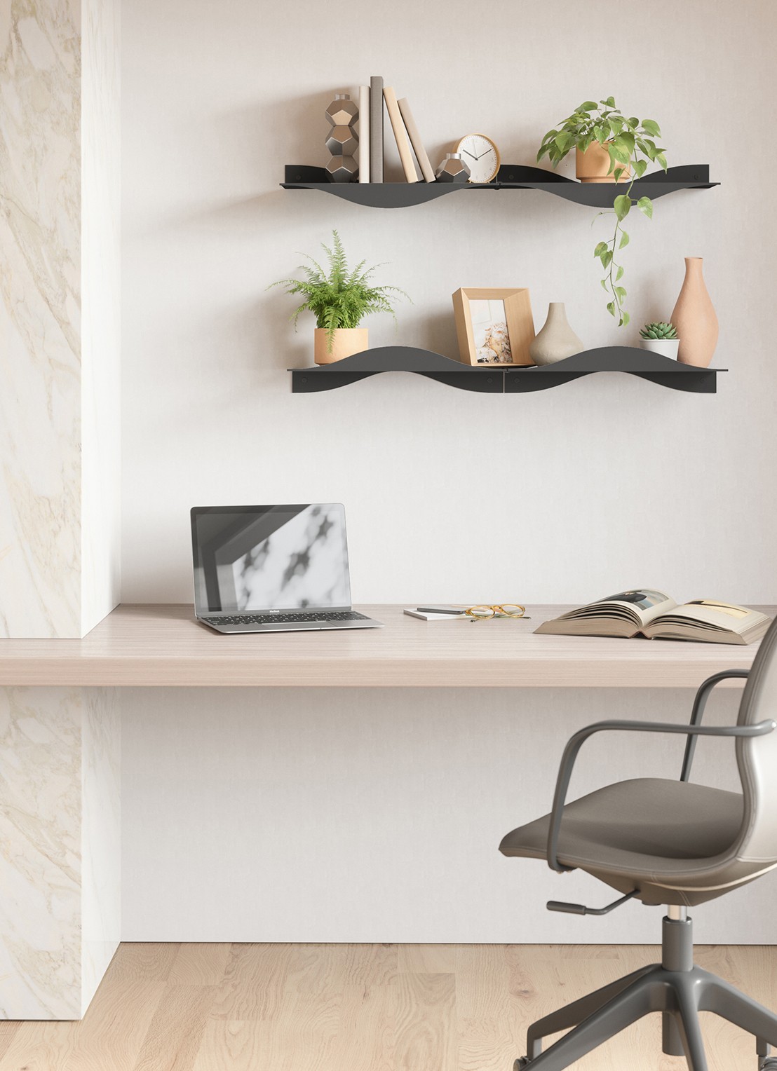 Umbra Surf wandplank set van 2 - achterkant zwart