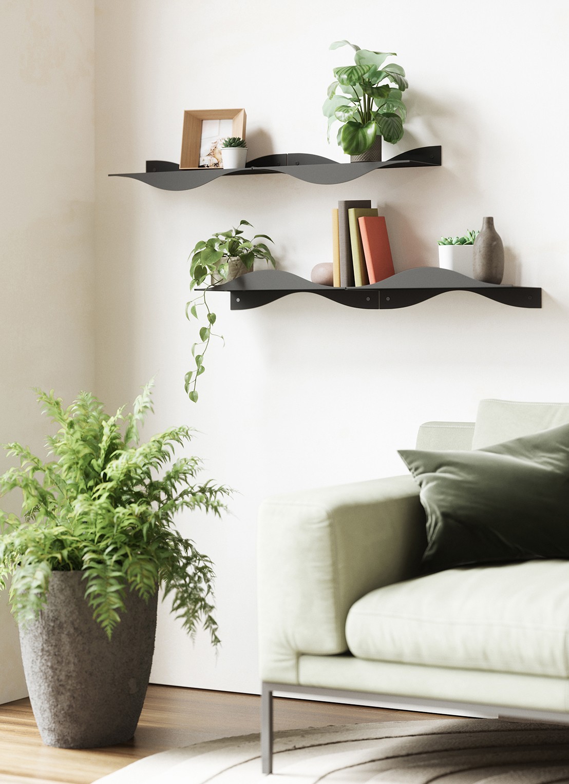 Umbra Surf wandplank set van 2 - voorkant 3 zwart