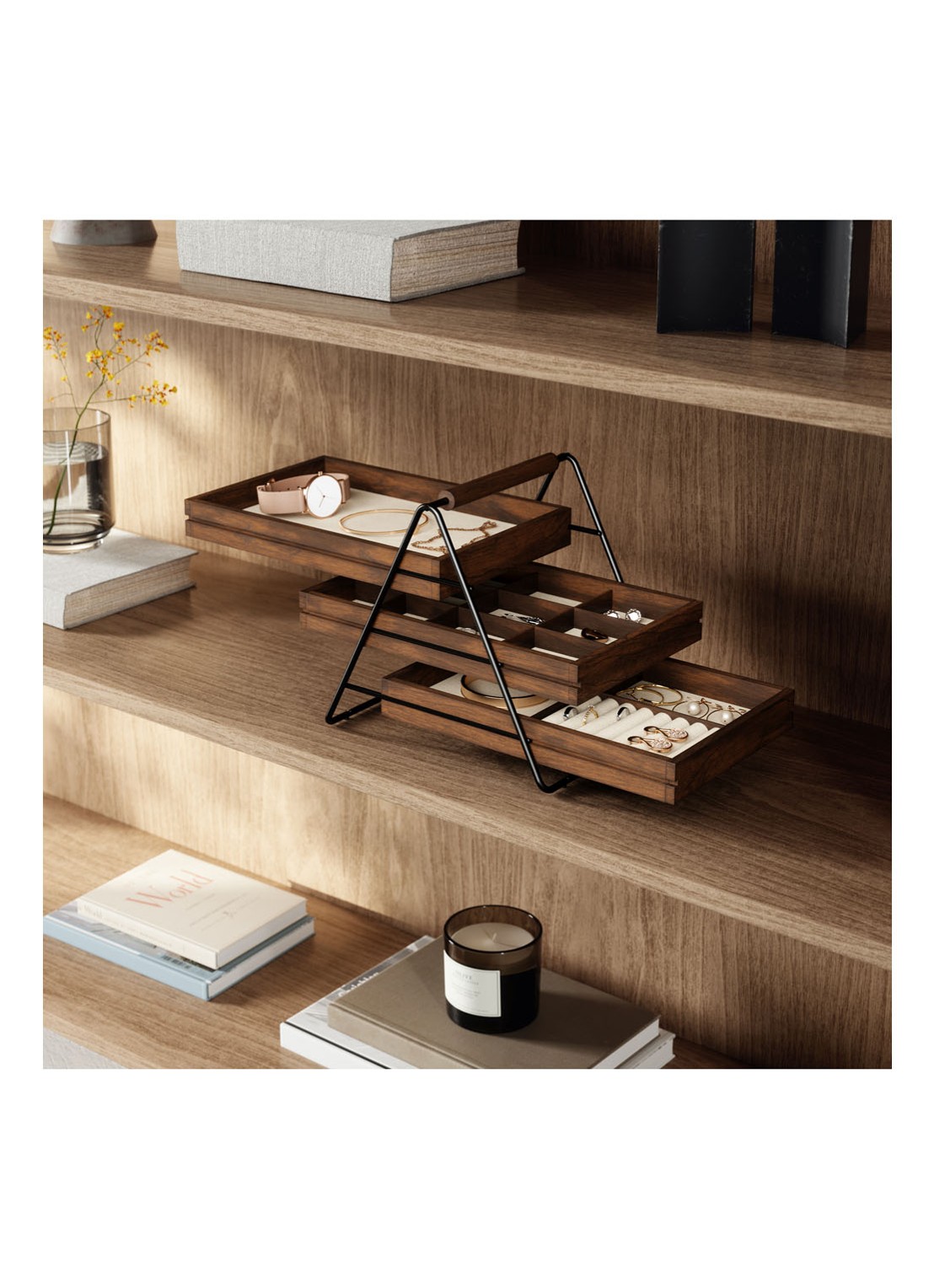 Umbra Terrace Jewelry Tray sieradenhouder 25,5 x 17,5 cm - voorkant 3 bruin