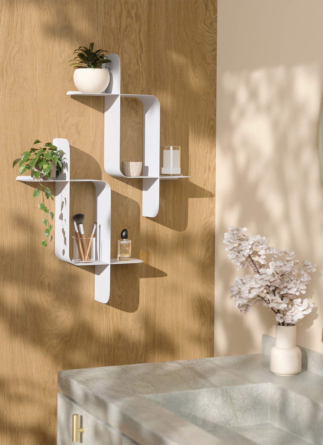 Umbra Wandplank 61 x 47 x 15 cm set van 2 - achterkant 3 wit