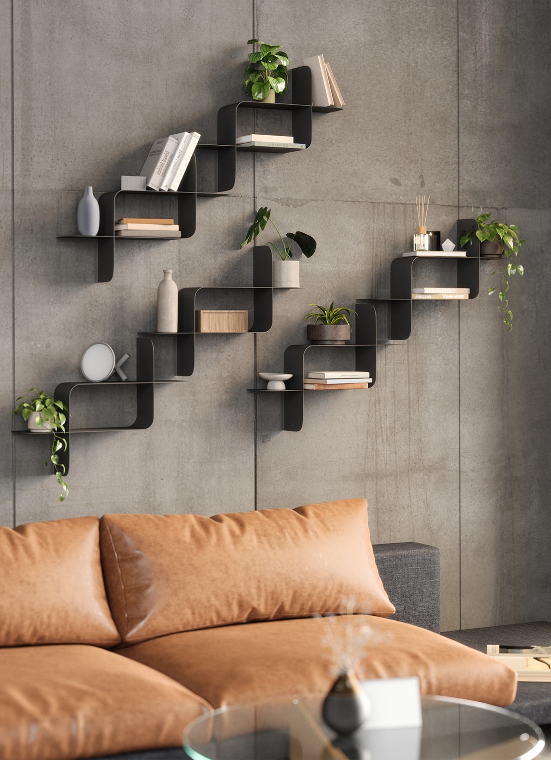 Umbra Wandplank 61 x 47 x 15 cm set van 2 - achterkant 3 zwart