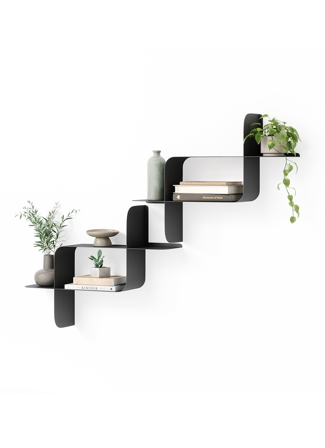 Umbra Wandplank 61 x 47 x 15 cm set van 2 - voorkant 2 zwart