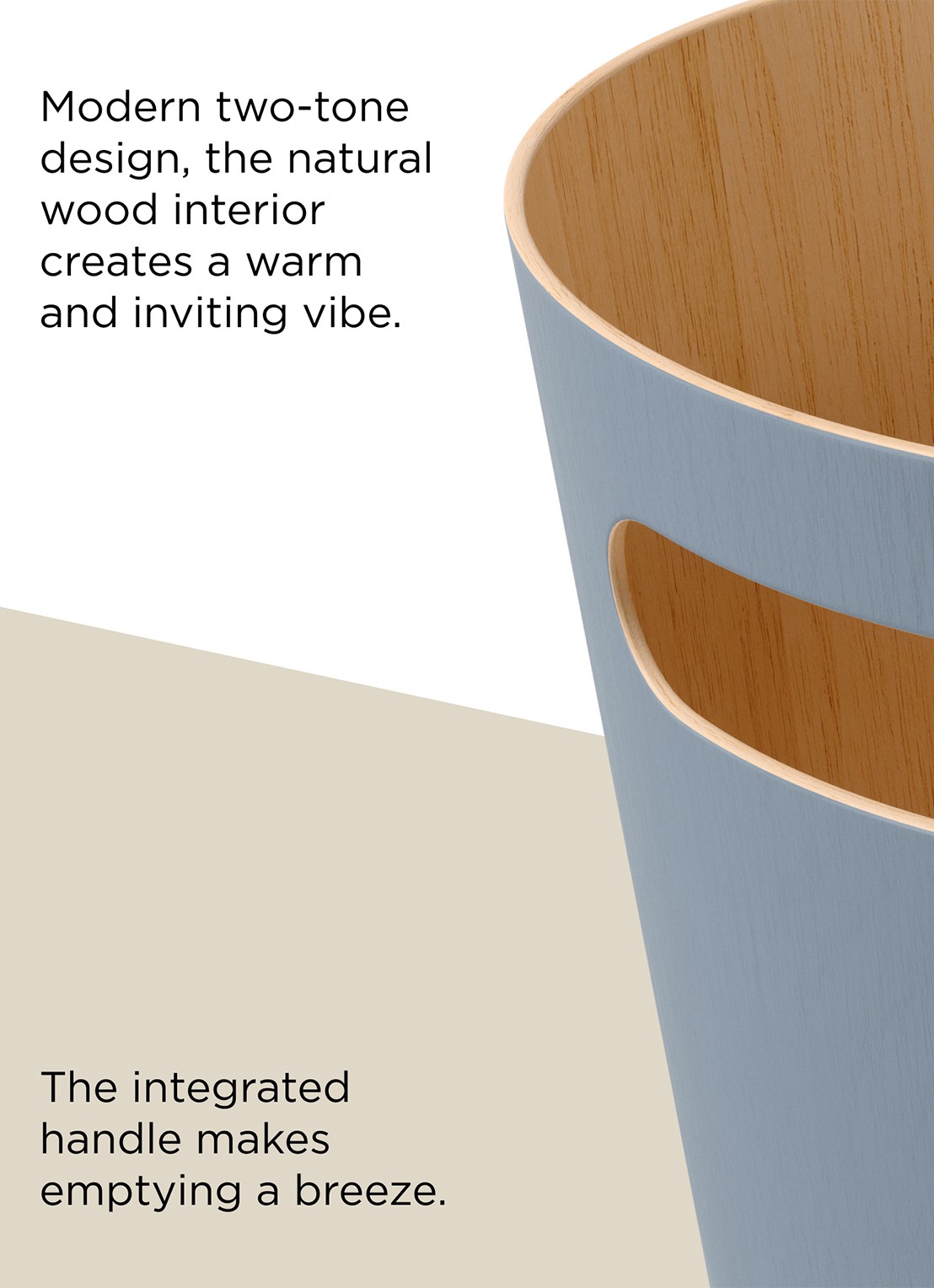 Umbra Woodrow prullenbak 7,5 liter - detail 7 blauwgrijs