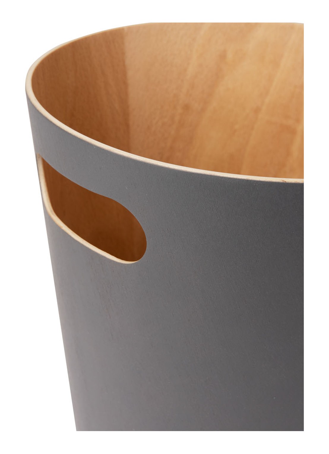 Umbra Woodrow prullenbak 7,5 liter - achterkant 2 donkergrijs