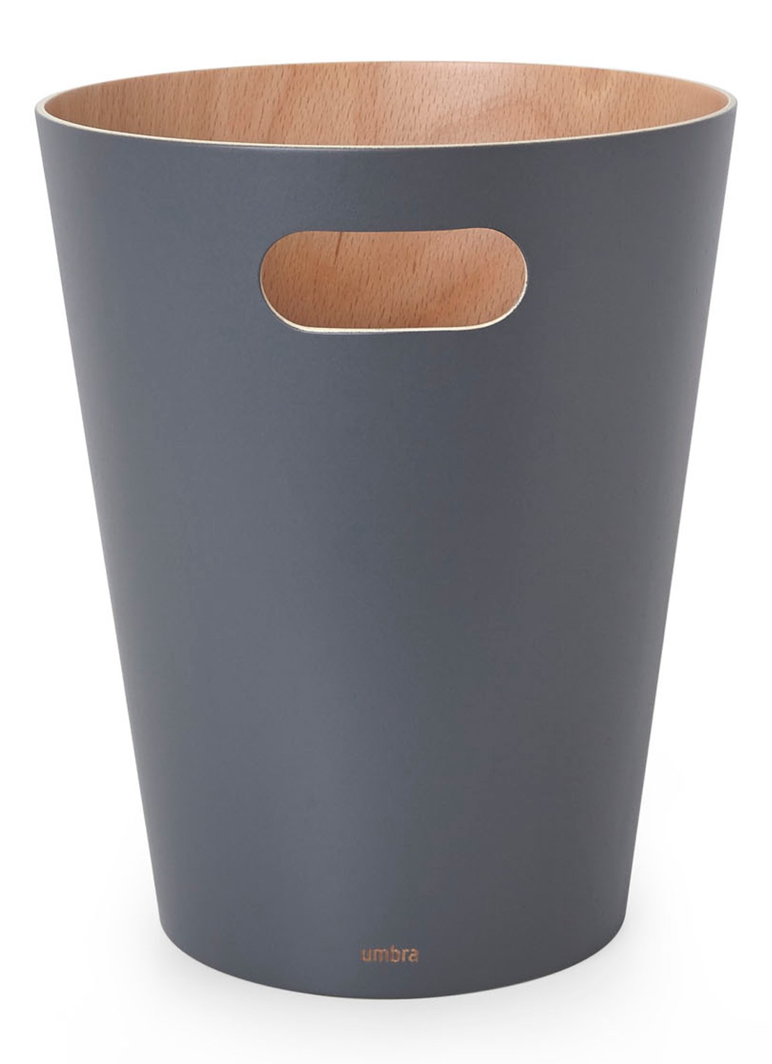 Umbra Woodrow prullenbak 7,5 liter - voorkant 3 donkergrijs
