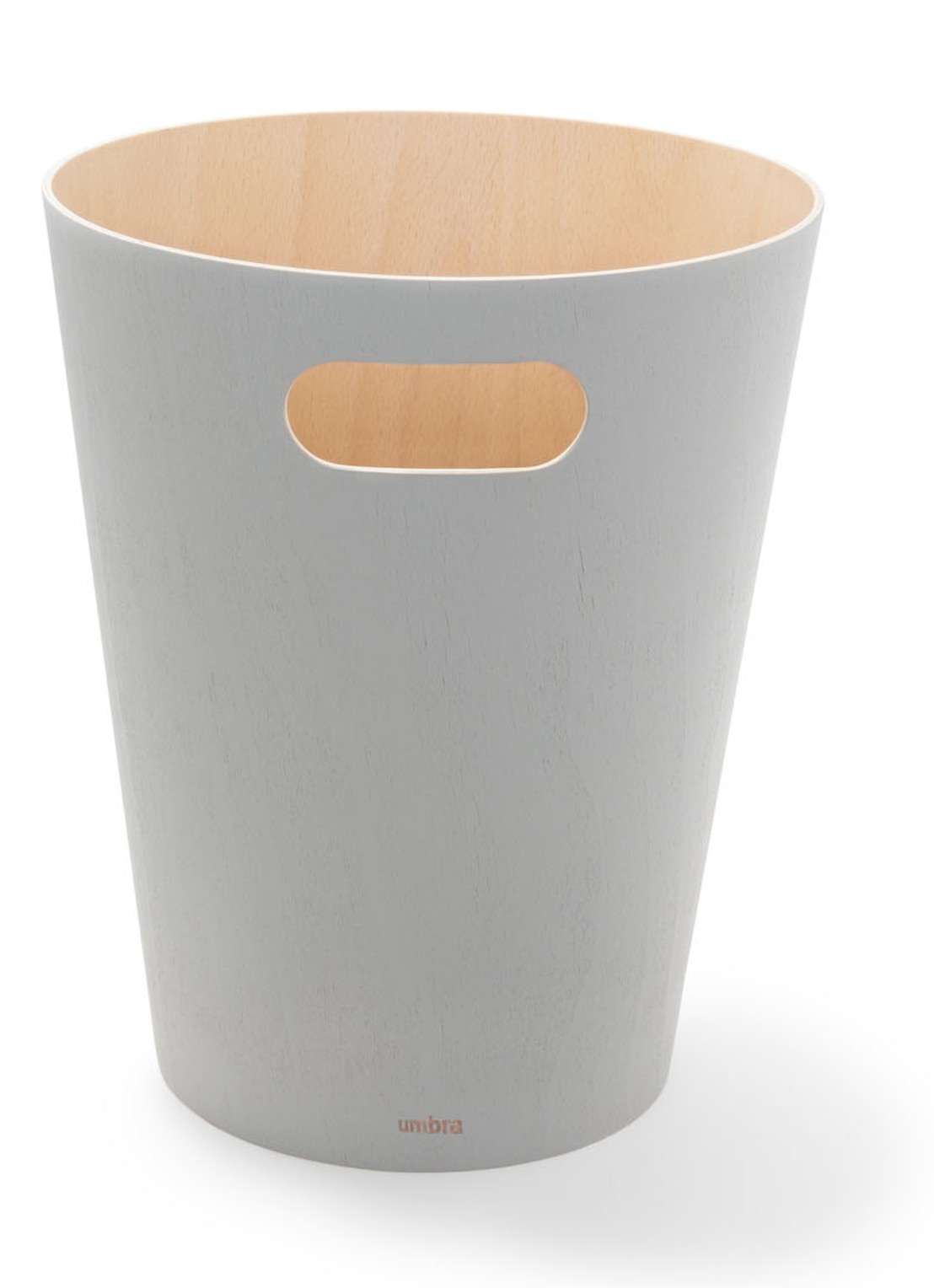 Umbra Woodrow prullenbak 7,5 liter - voorkant 3 lichtgrijs