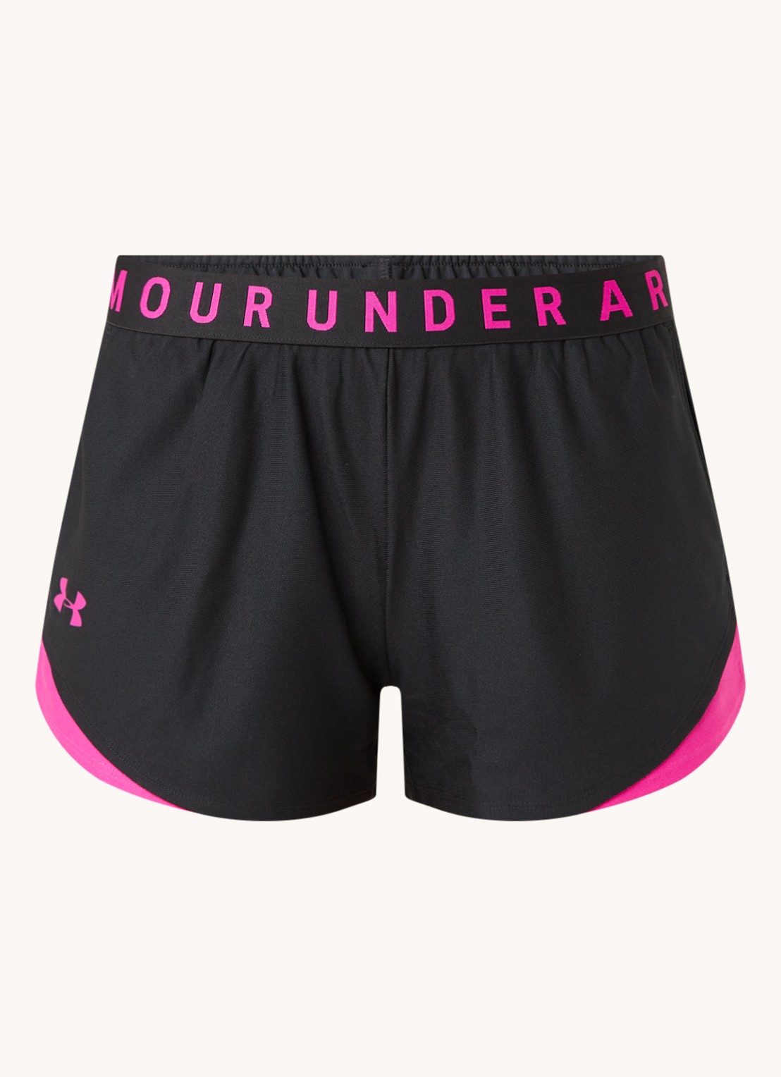 Under Armour Mid waist slim fit trainingsshorts met steekzakken en HeatGear - voorkant 4 zwart