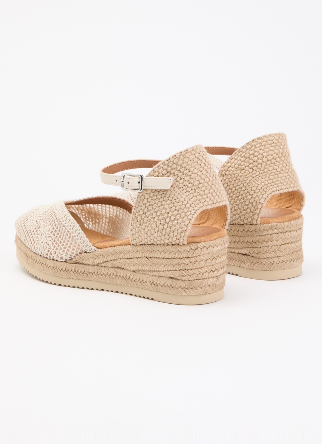 Unisa Ceuta espadrille met leren details - achterkant 4 creme