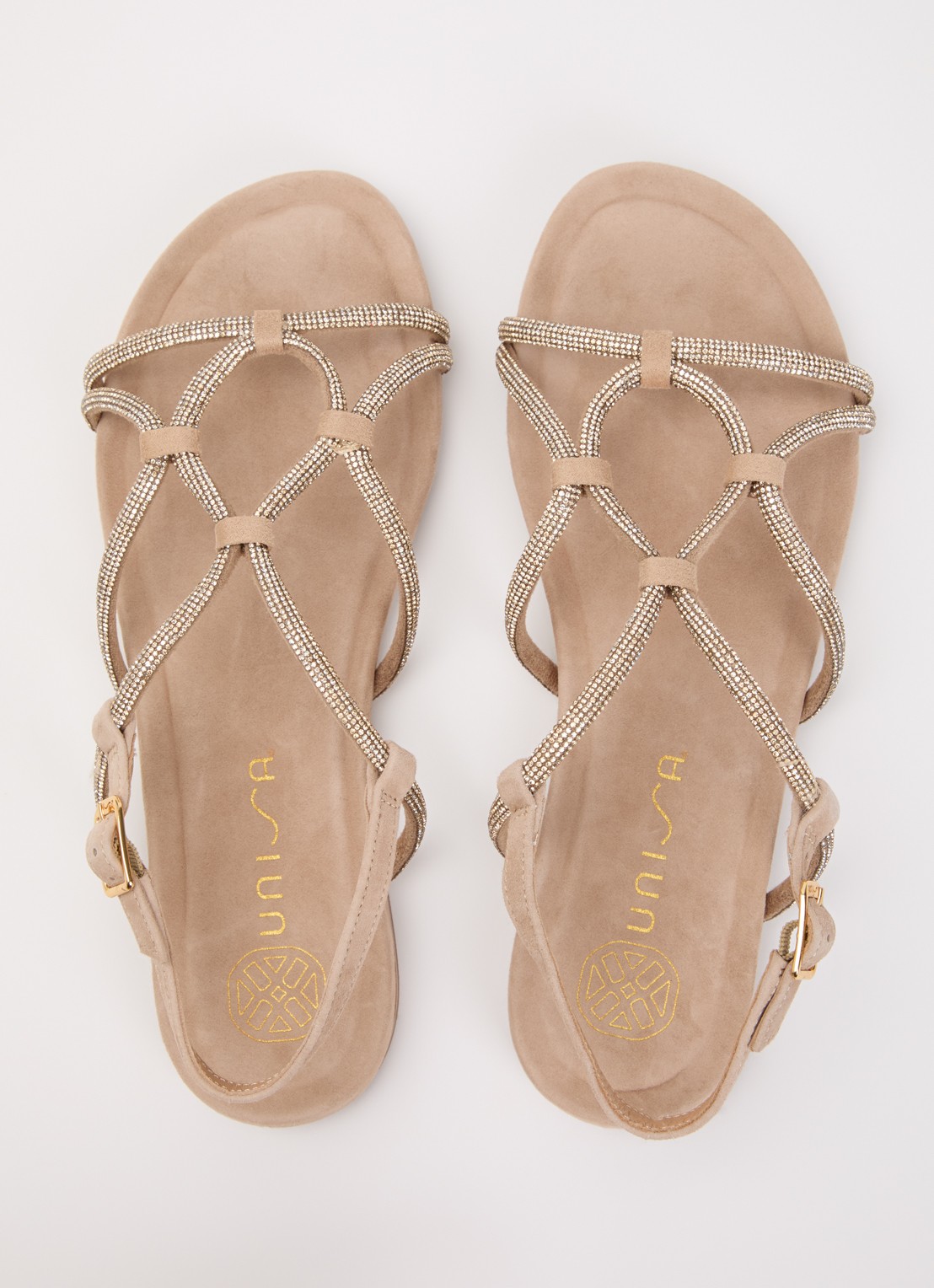 Unisa Cooper sandaal van suède met strass - detail 4 beige
