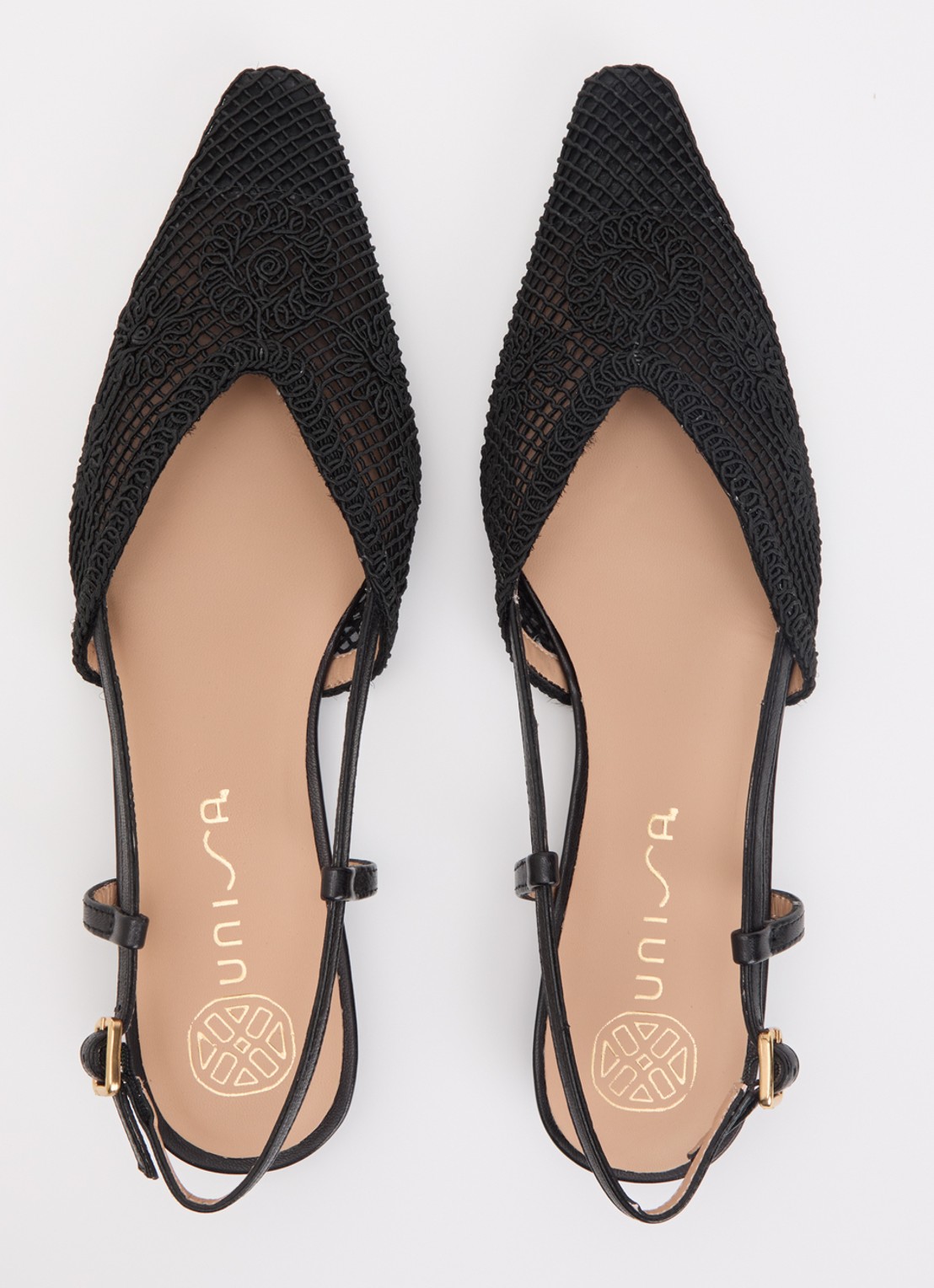 Unisa Cotis slingback met details van leer - detail 3 zwart