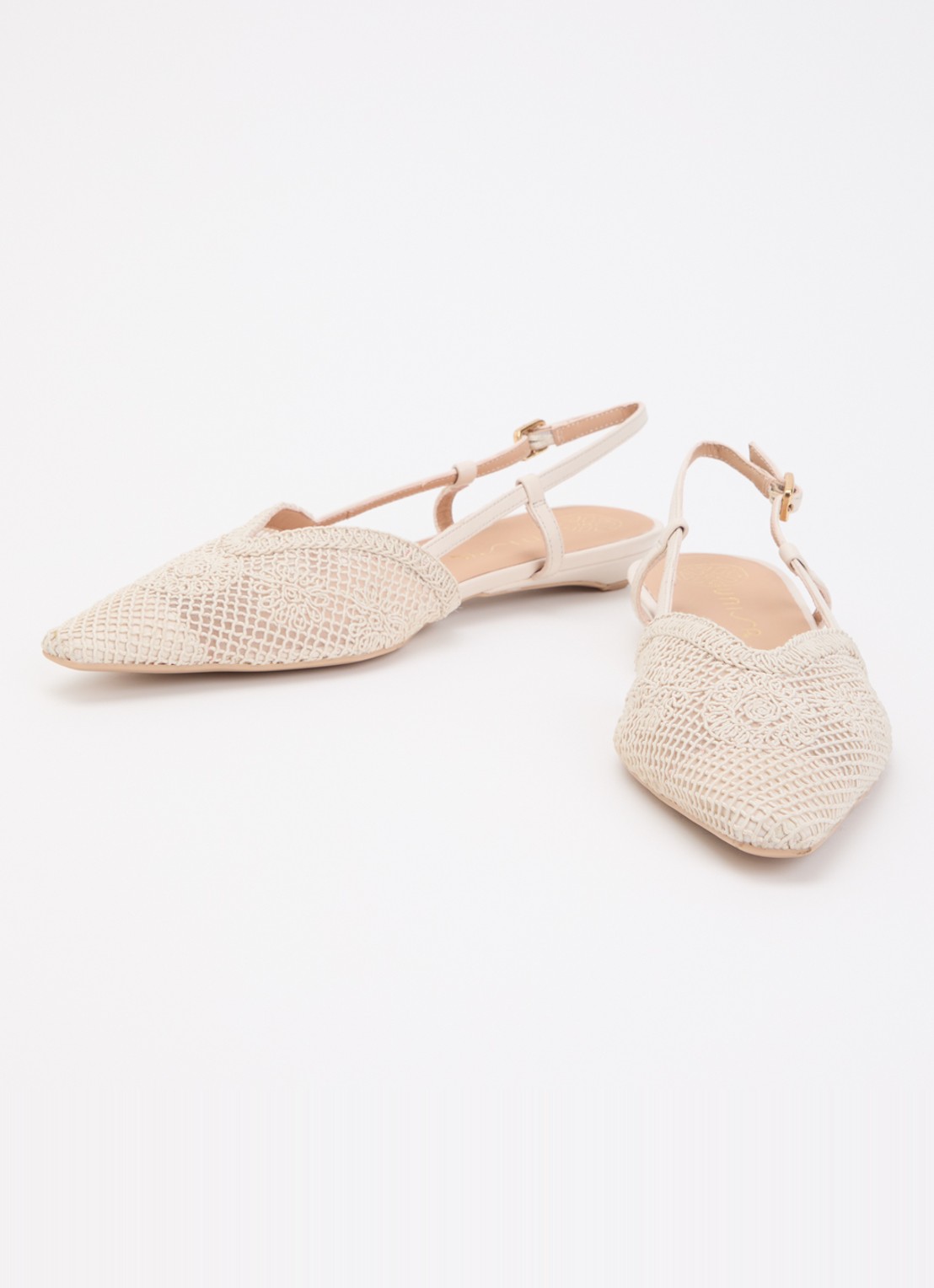 Unisa Cotis slingback met details van leer - detail creme