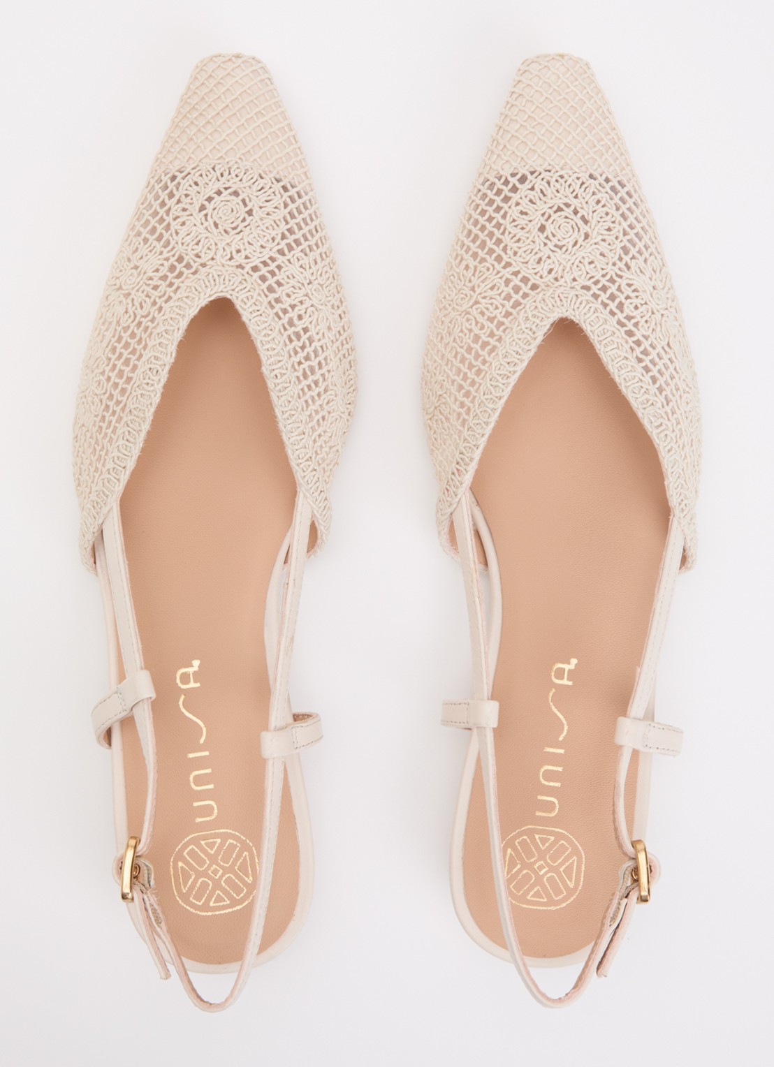 Unisa Cotis slingback met details van leer - detail 2 creme
