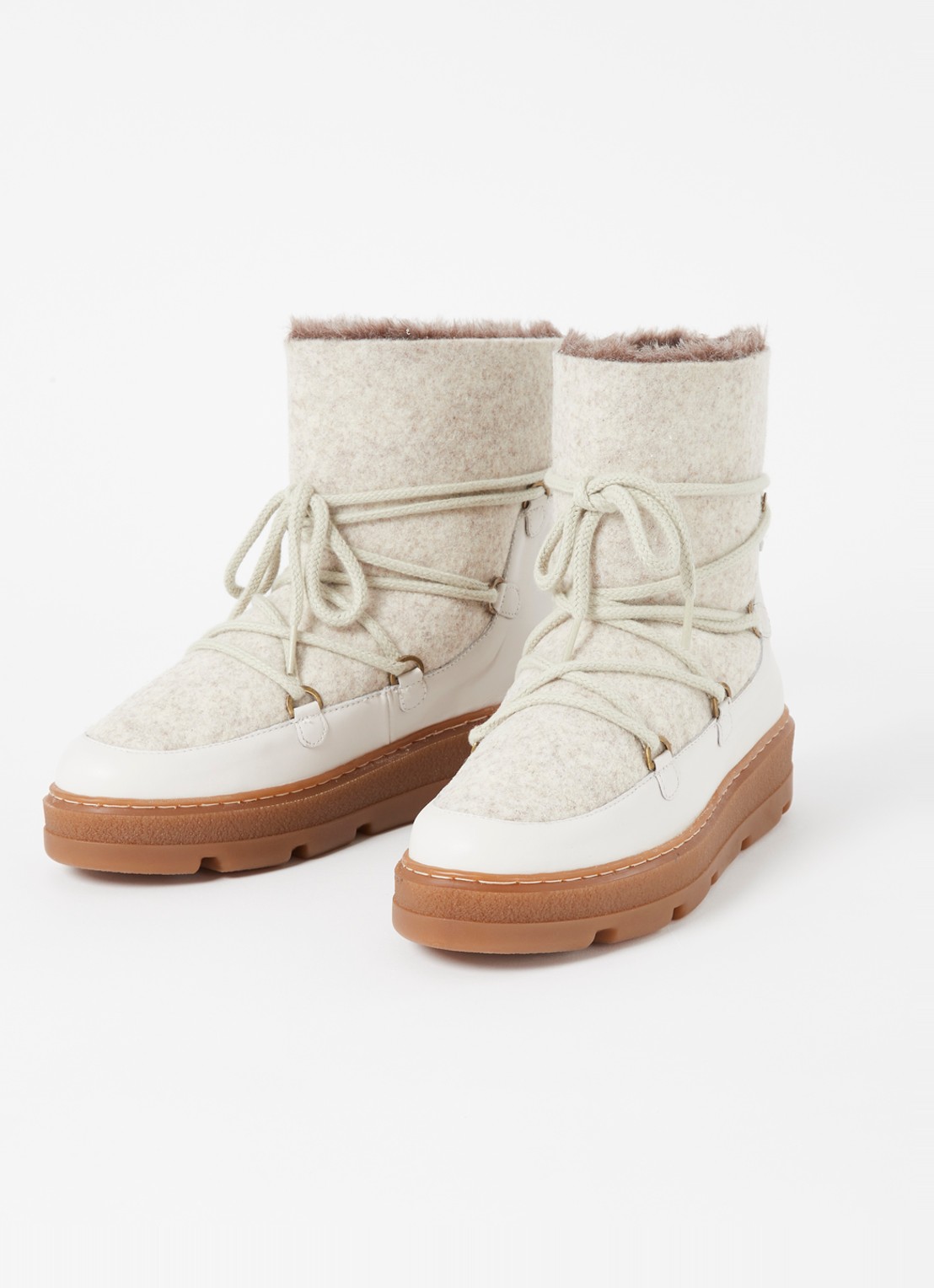 Unisa Frosty snowboot met geitenleren details - detail 2 gebroken wit