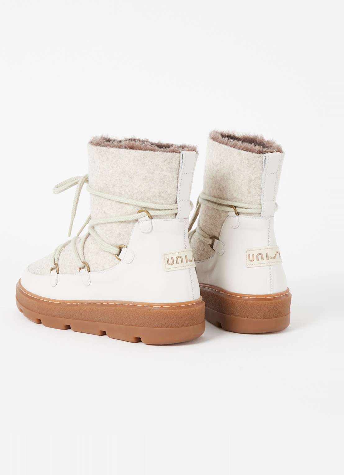 Unisa Frosty snowboot met geitenleren details - detail 3 gebroken wit