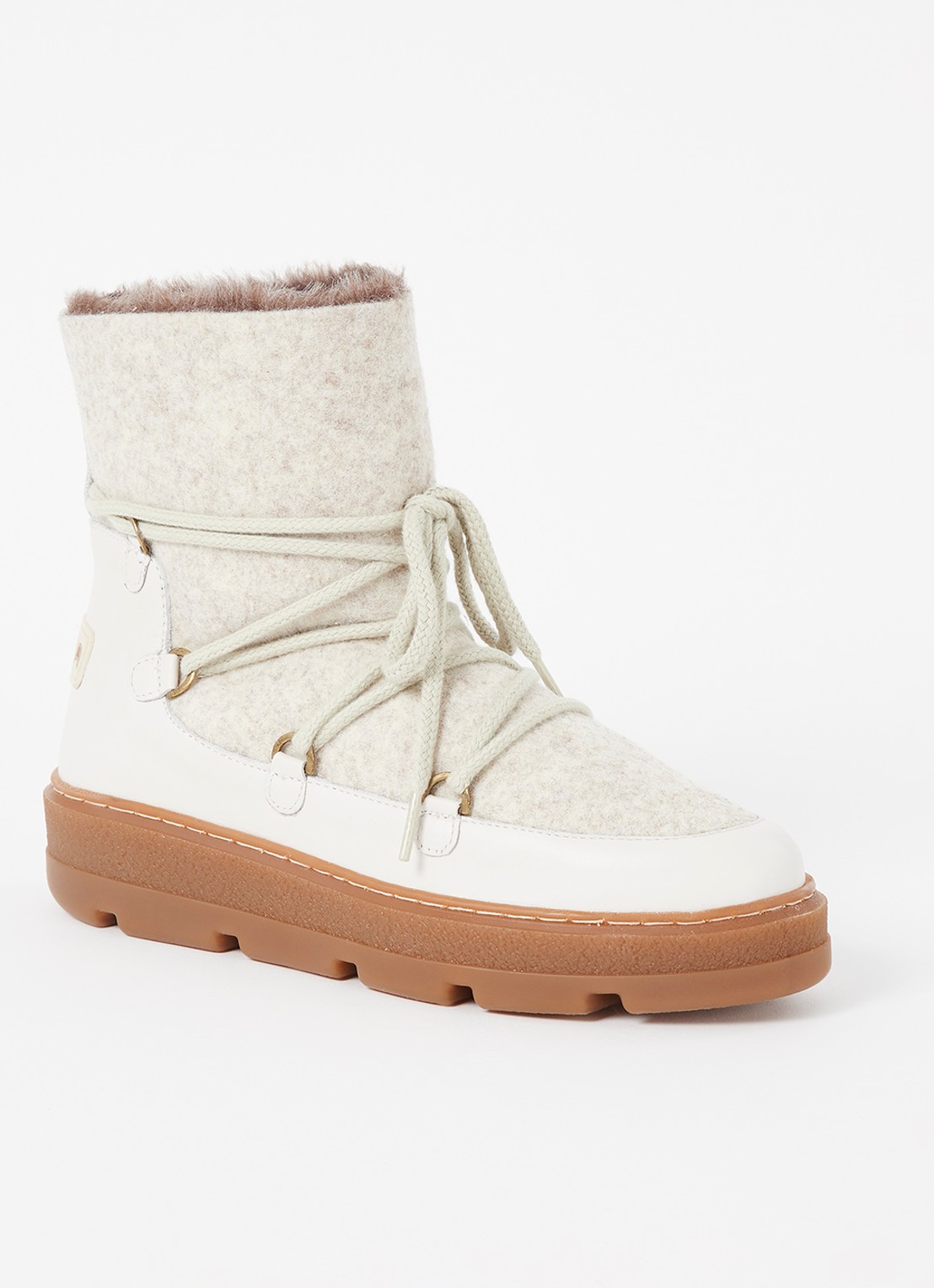 Unisa Frosty snowboot met geitenleren details - voorkant gebroken wit