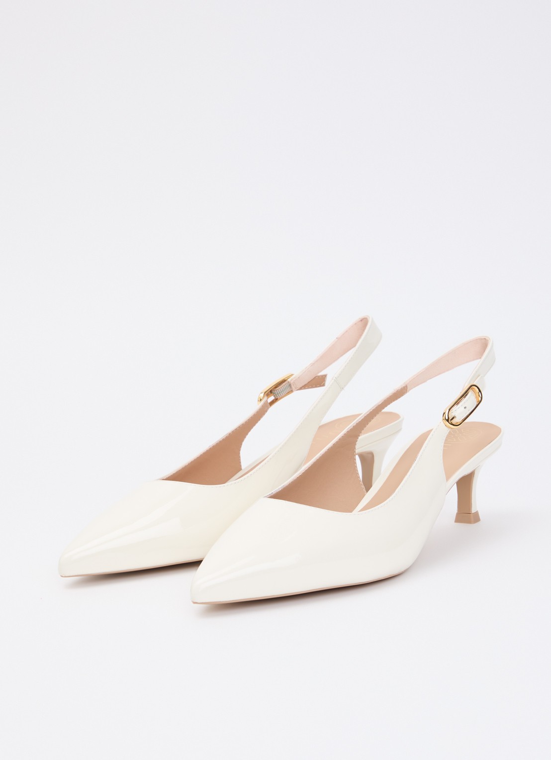 Unisa Ibon slingback van lakleer - detail ivoor