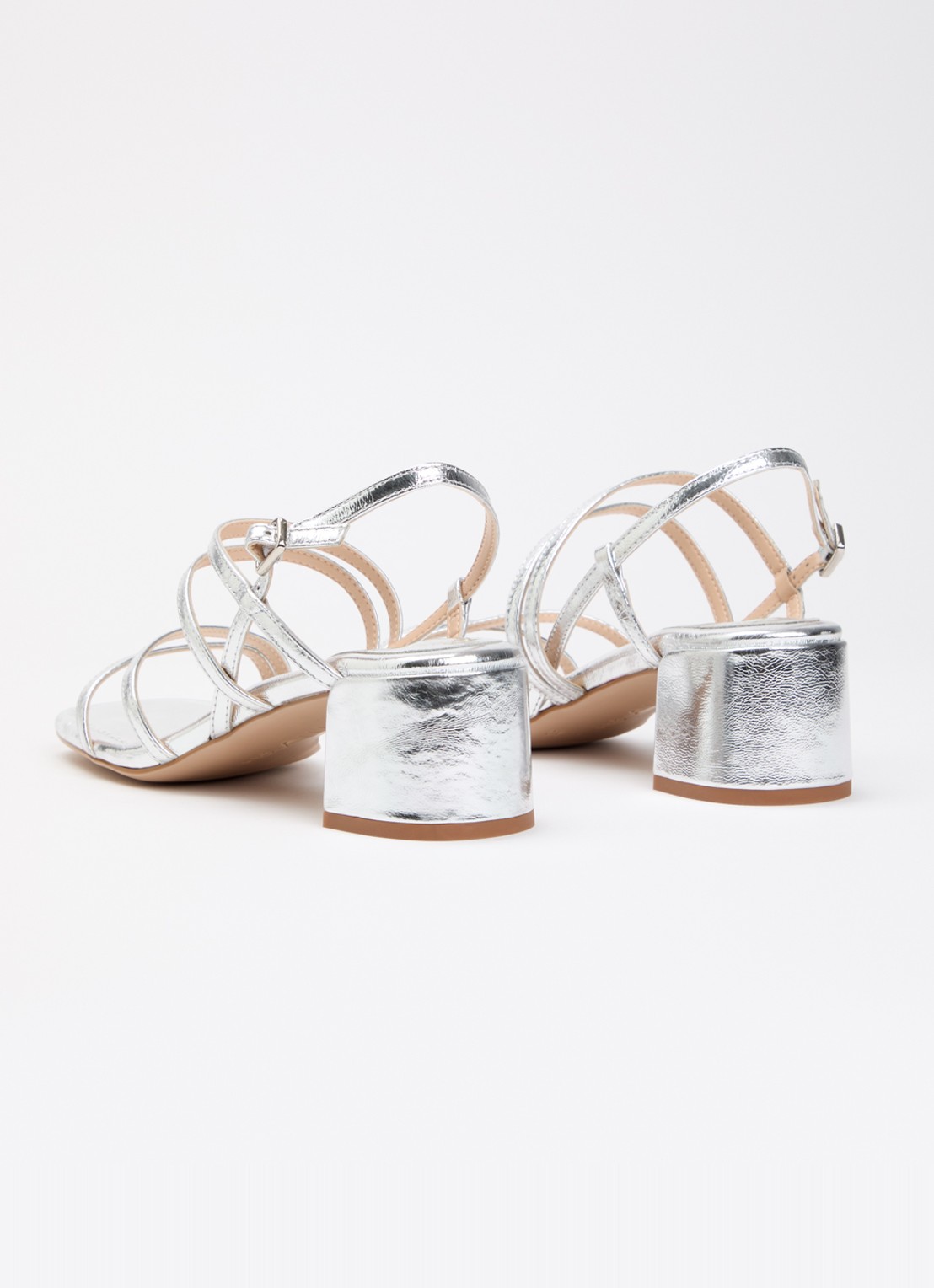Unisa Kalma sandalette van leer met metallic finish - achterkant 6 zilver