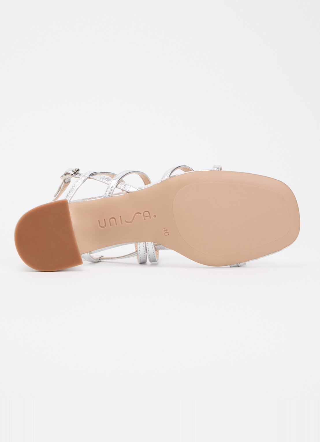 Unisa Kalma sandalette van leer met metallic finish - detail 5 zilver