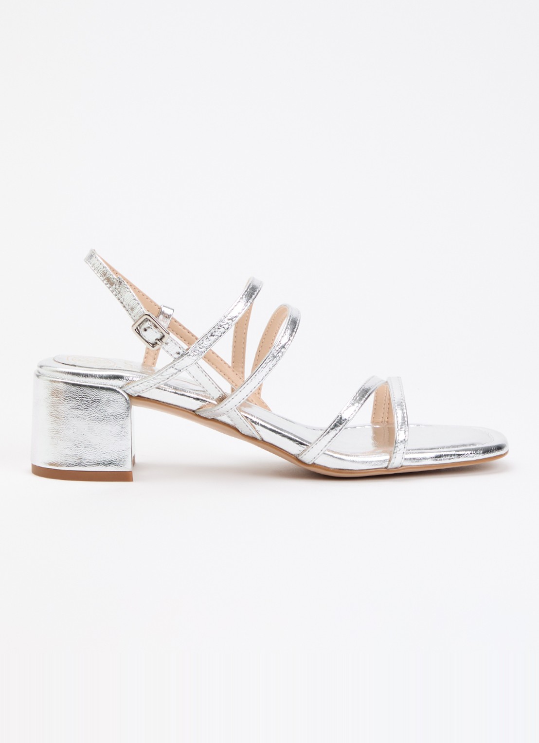 Unisa Kalma sandalette van leer met metallic finish - voorkant zilver