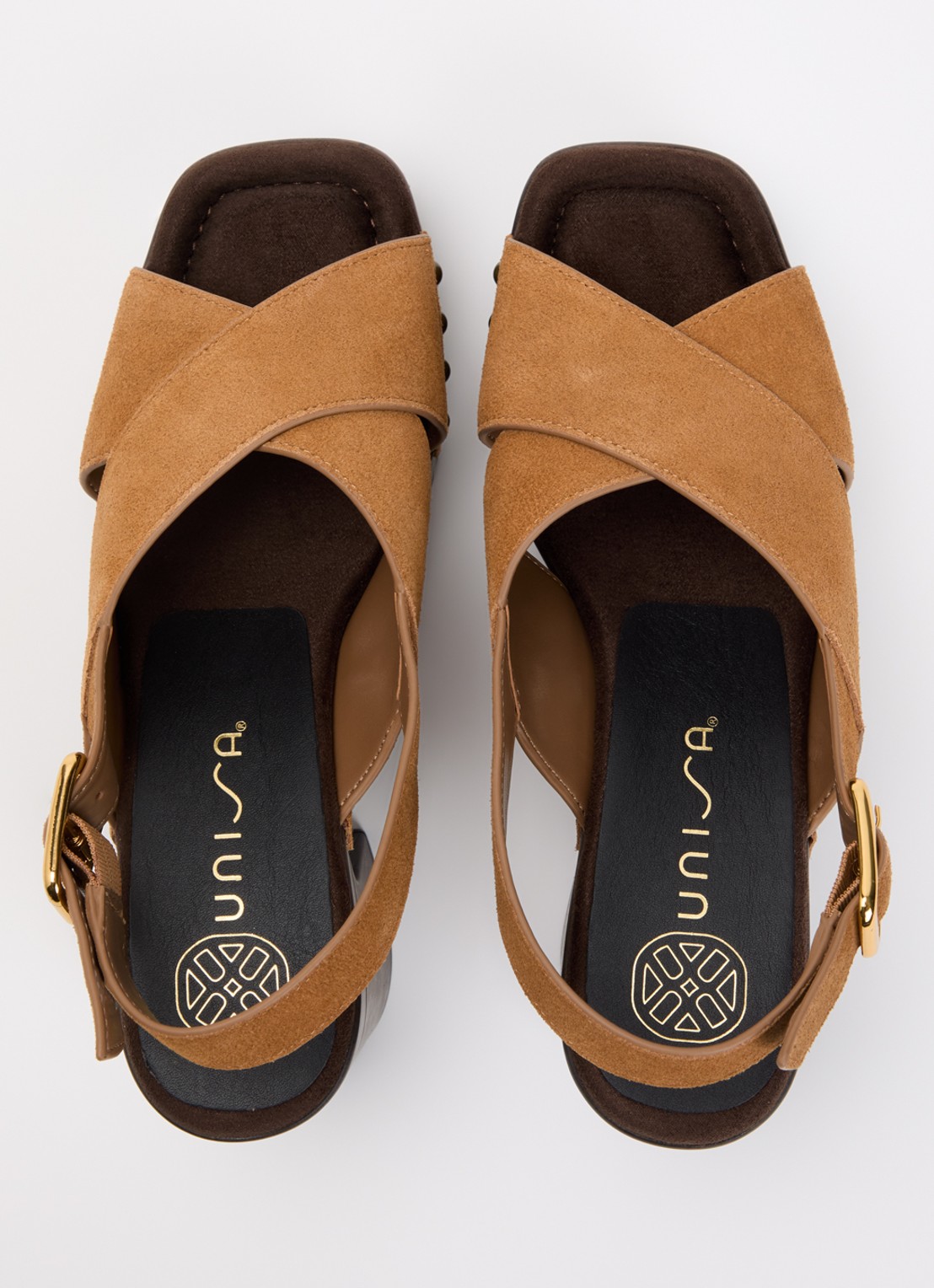 Unisa Obra sandalette van suède - detail 5 camel