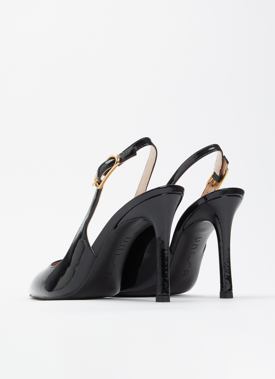 Unisa Terza slingback van leer met lakfinish - achterkant 6 zwart