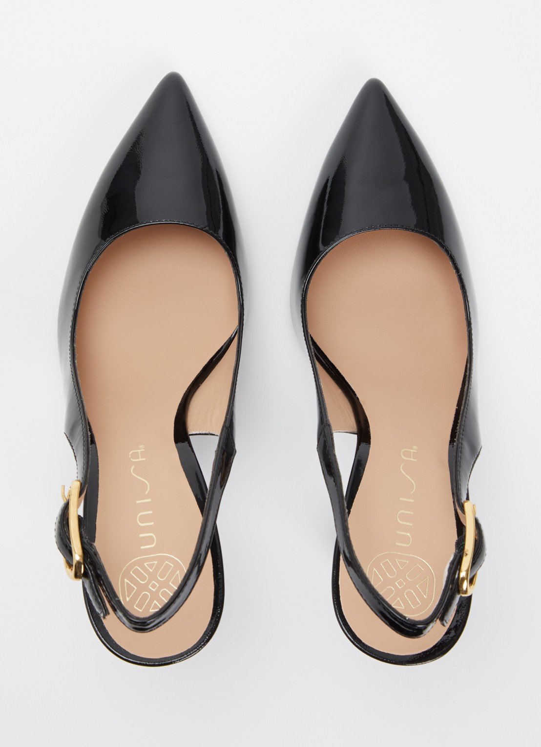 Unisa Terza slingback van leer met lakfinish - detail 2 zwart