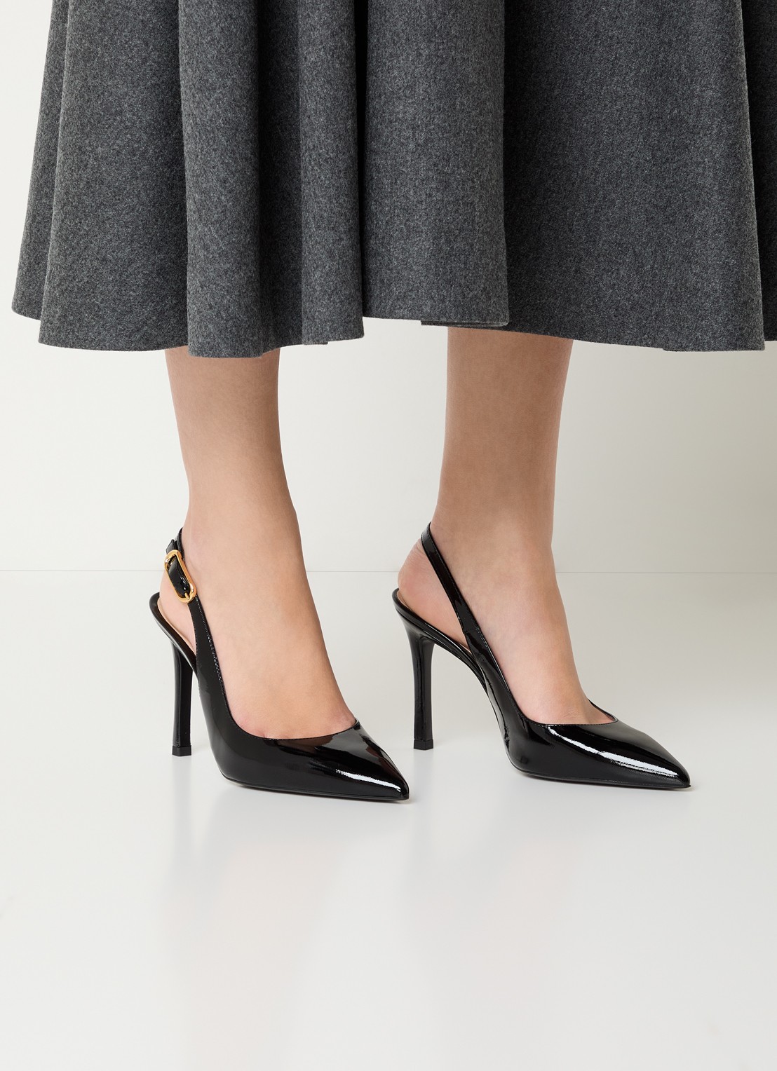 Unisa Terza slingback van leer met lakfinish - voorkant 5 zwart
