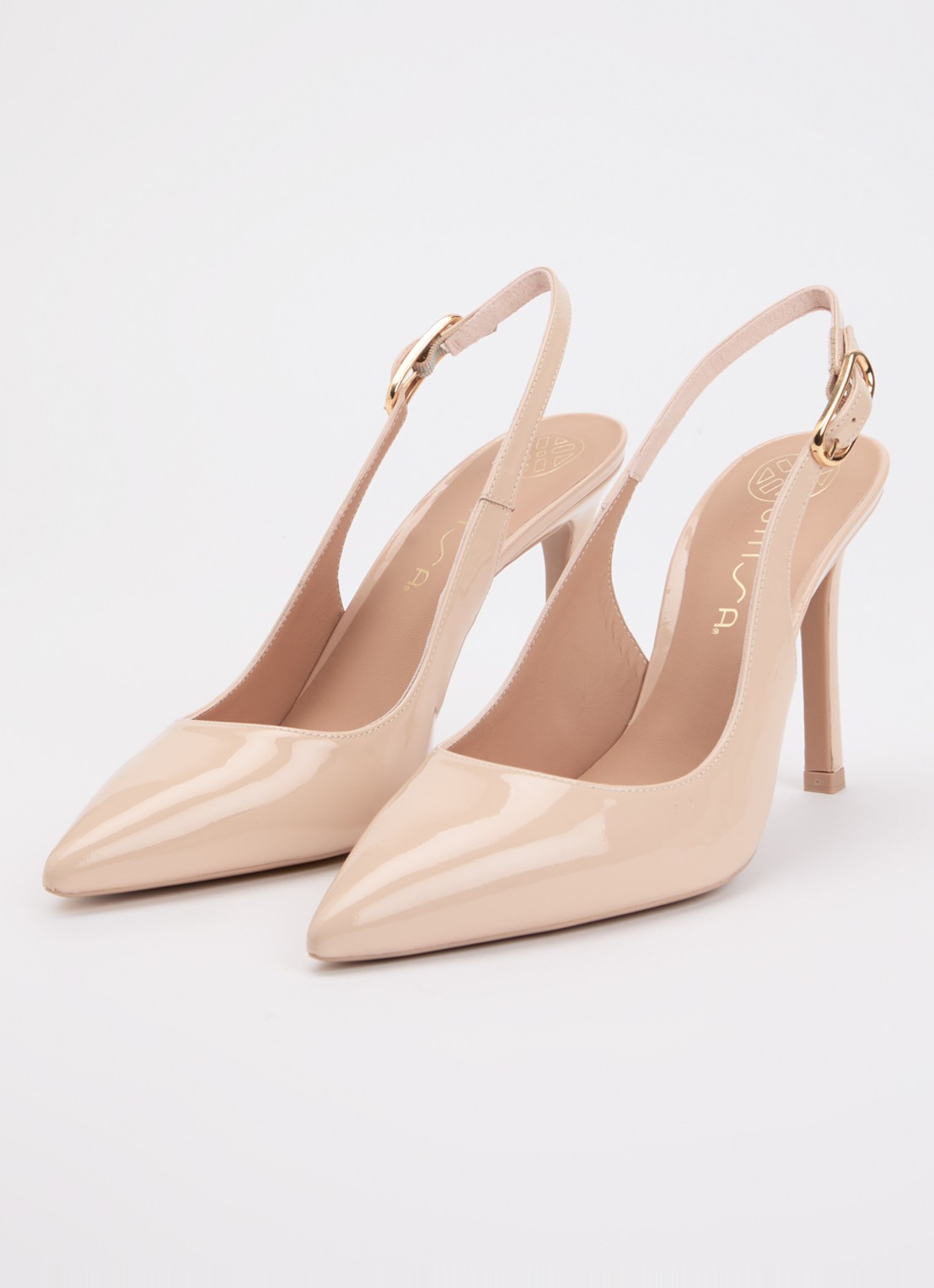 Unisa Terza slingback van leer met lakfinish - detail 3 zalmroze