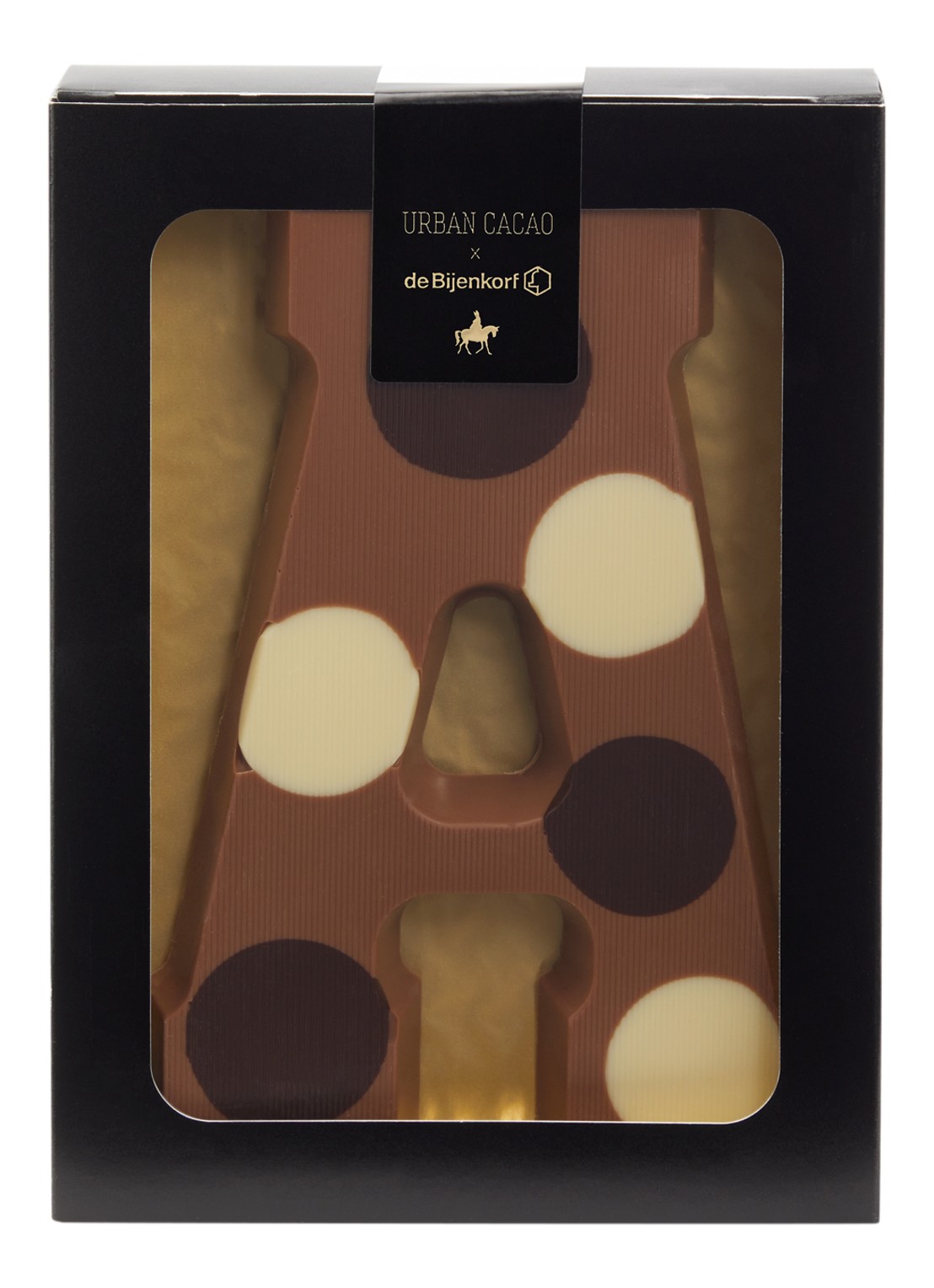 Urban Cacao Melk chocoladeletter gevlekt 200 gram - voorkant a