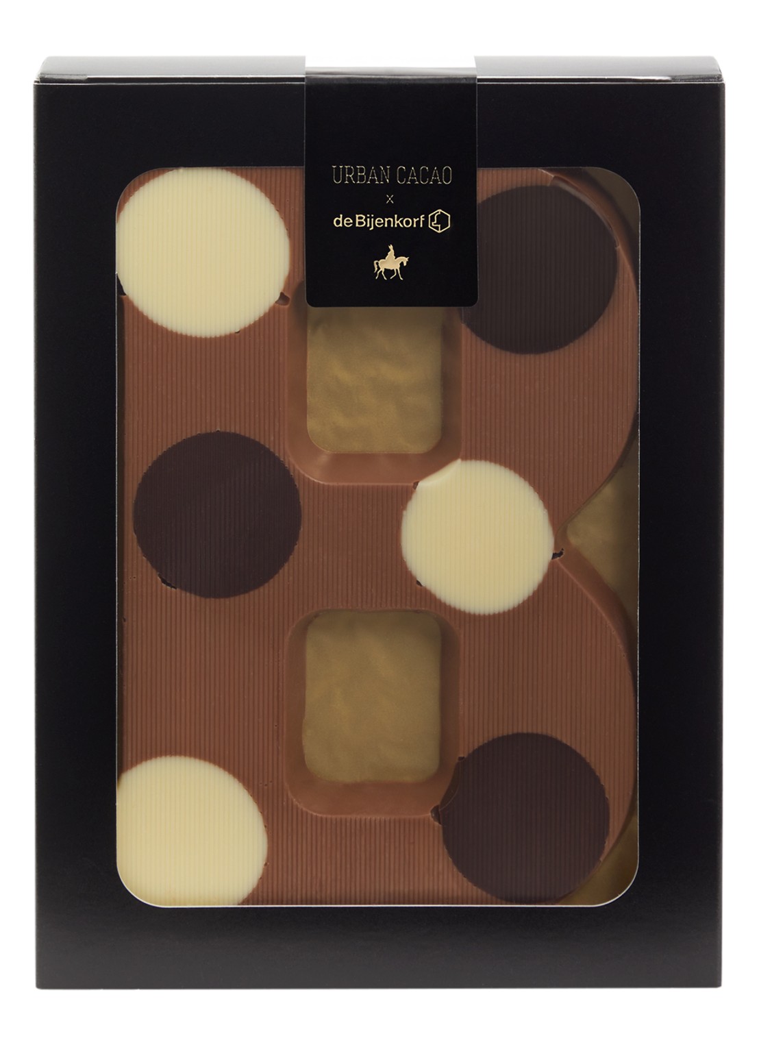 Urban Cacao Melk chocoladeletter gevlekt 200 gram - voorkant b