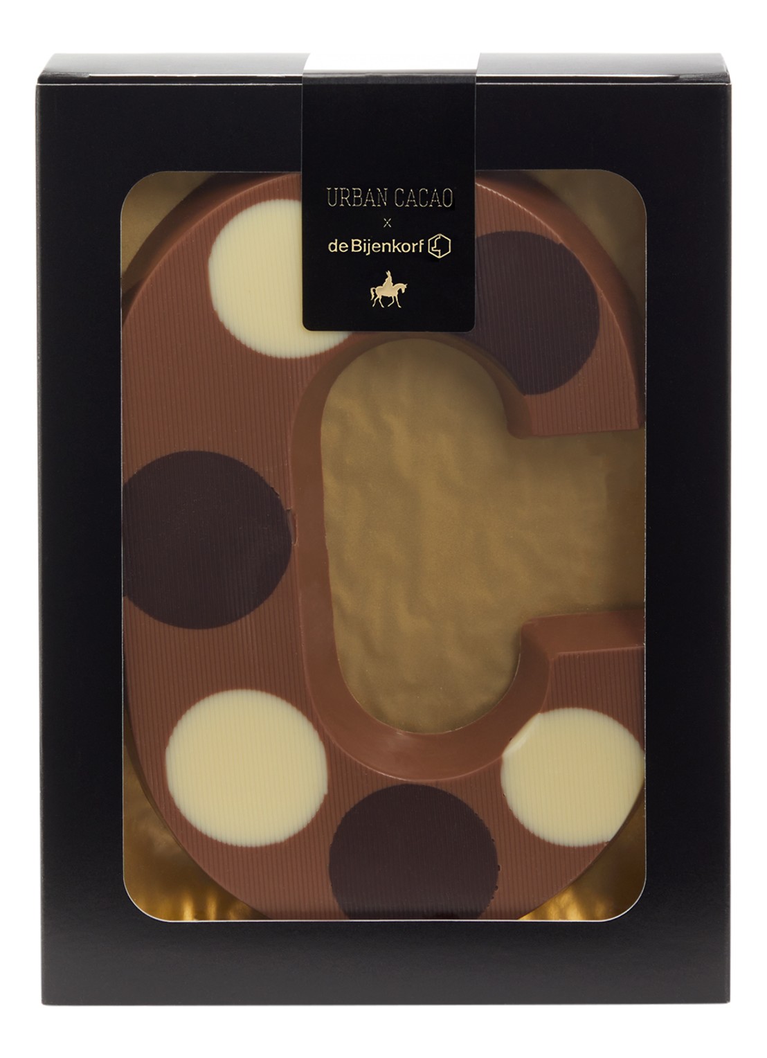 Urban Cacao Melk chocoladeletter gevlekt 200 gram - voorkant c