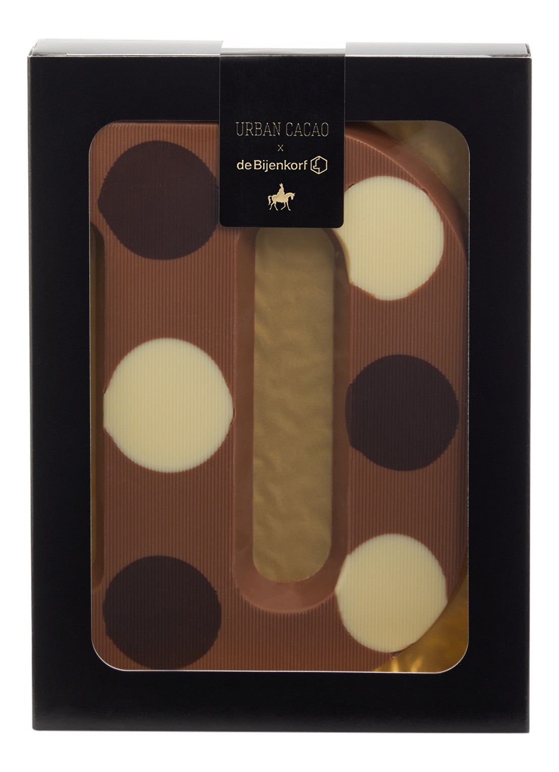 Urban Cacao Melk chocoladeletter gevlekt 200 gram - voorkant d