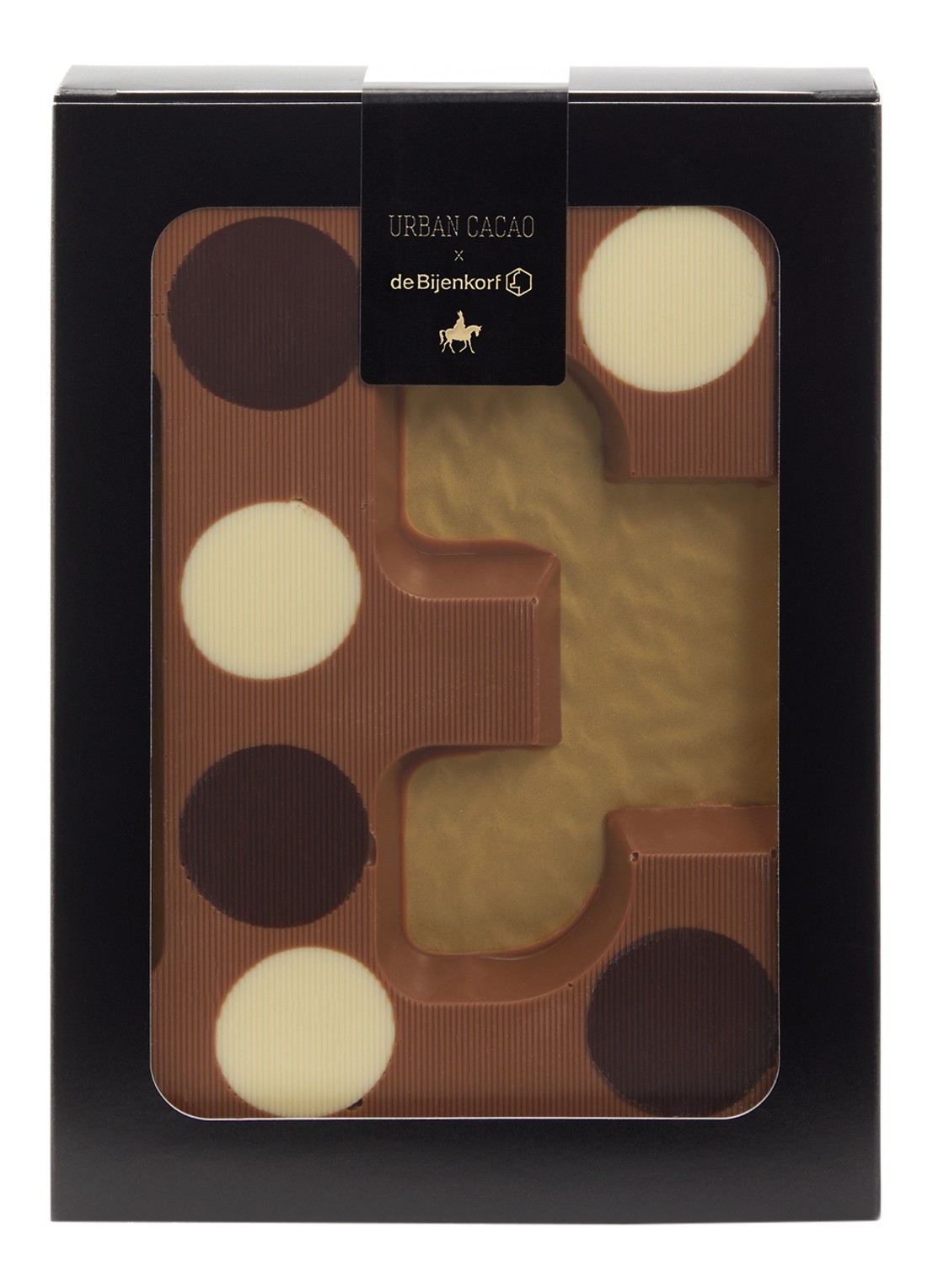 Urban Cacao Melk chocoladeletter gevlekt 200 gram - voorkant e
