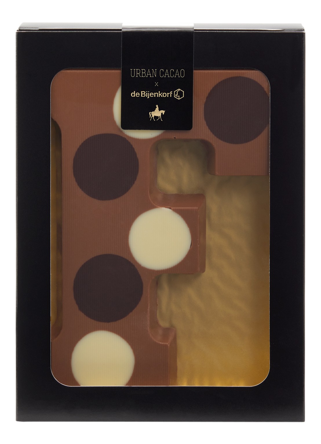 Urban Cacao Melk chocoladeletter gevlekt 200 gram - voorkant f