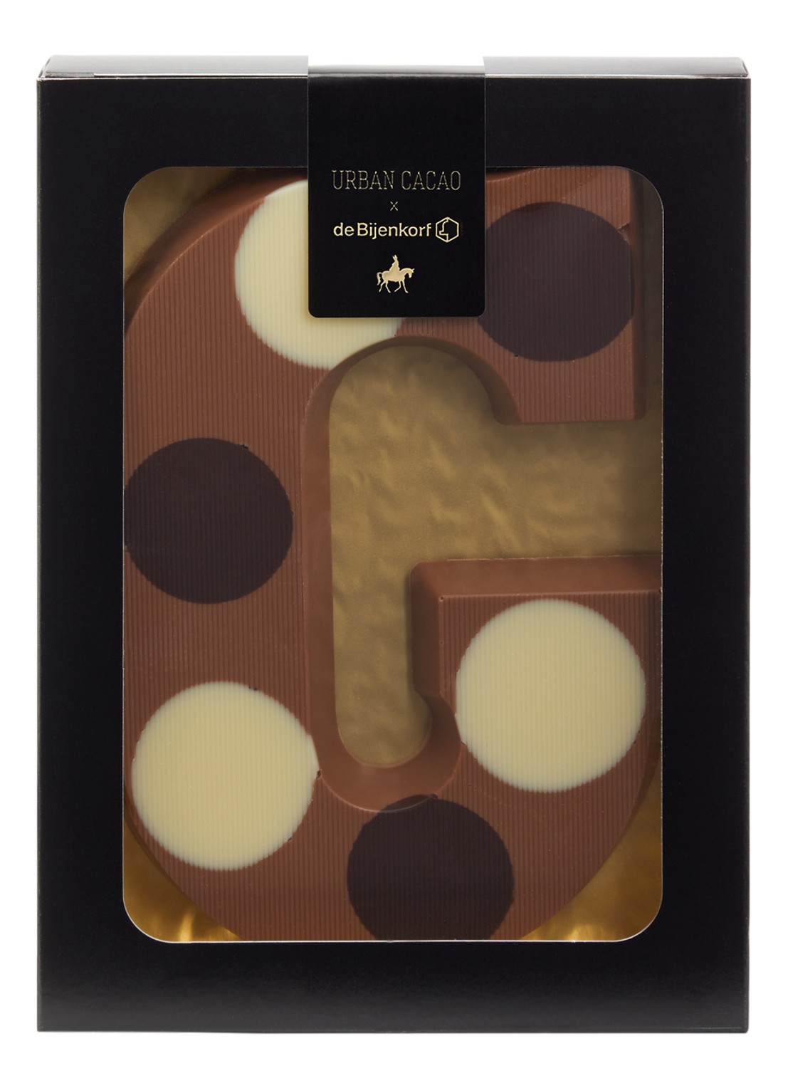 Urban Cacao Melk chocoladeletter gevlekt 200 gram - voorkant g