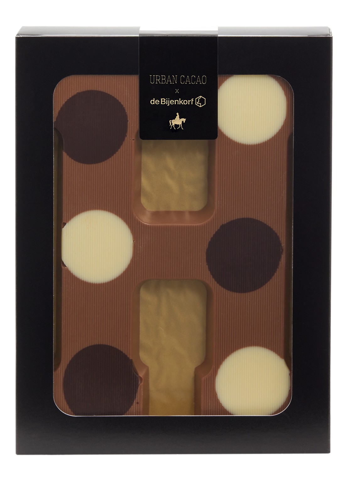 Urban Cacao Melk chocoladeletter gevlekt 200 gram - voorkant h