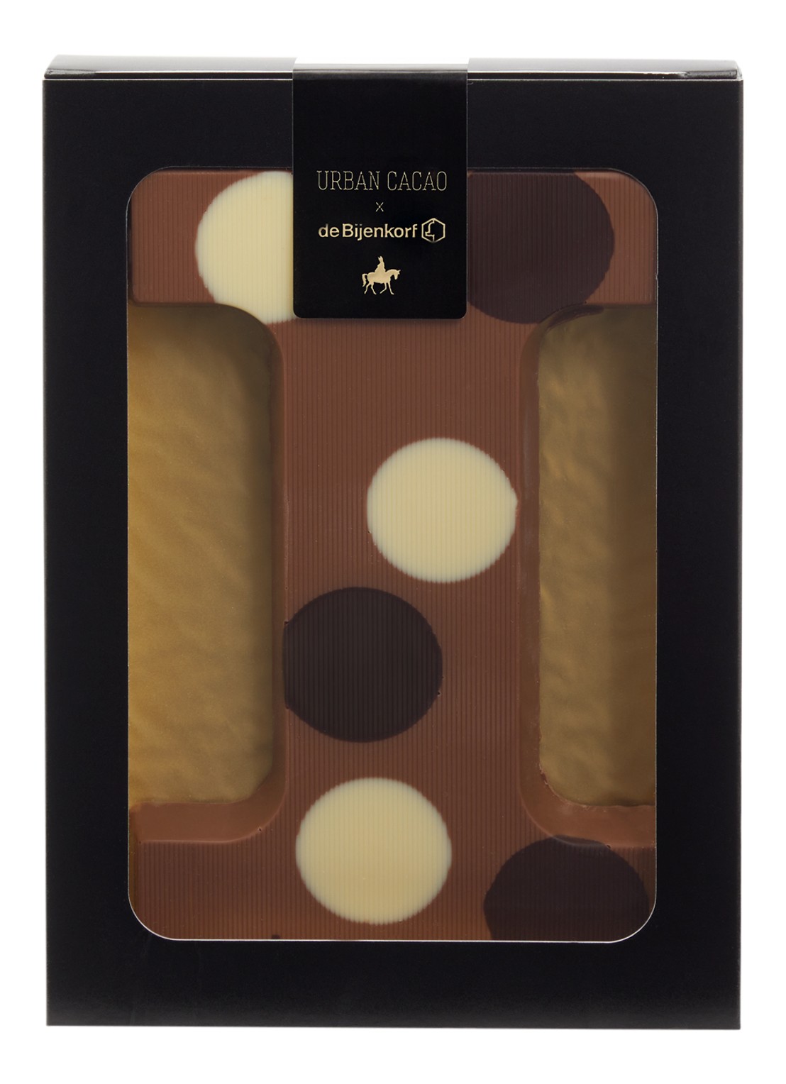 Urban Cacao Melk chocoladeletter gevlekt 200 gram - voorkant i
