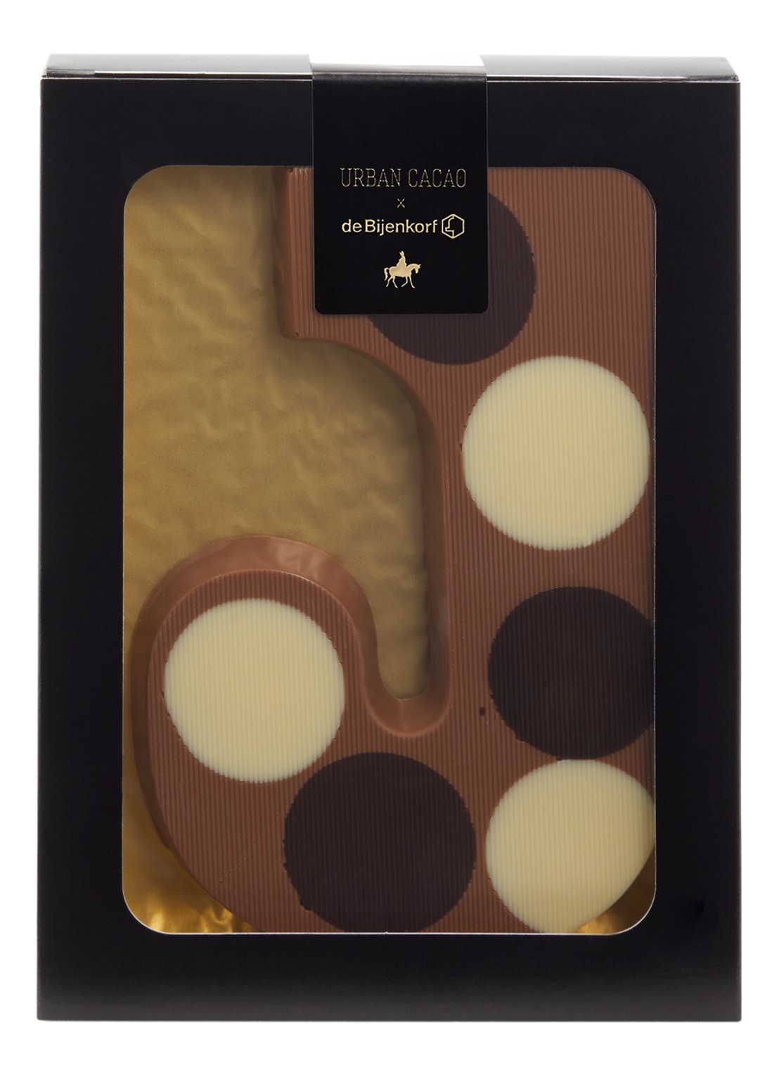 Urban Cacao Melk chocoladeletter gevlekt 200 gram - voorkant j