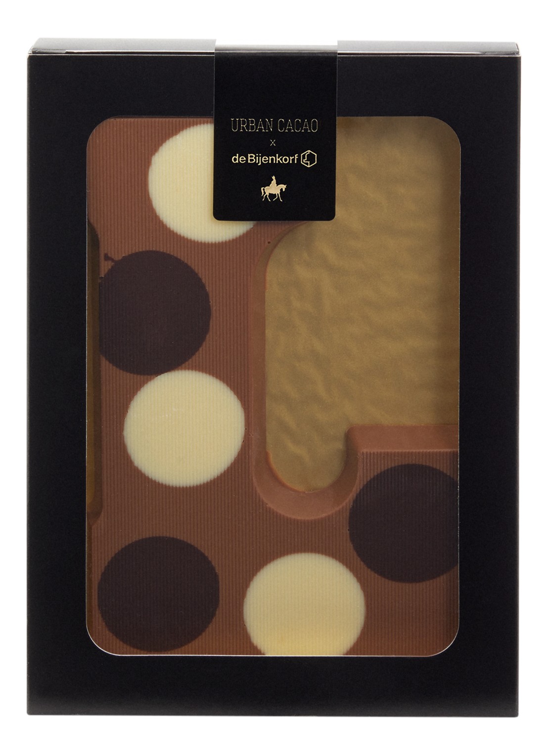 Urban Cacao Melk chocoladeletter gevlekt 200 gram - voorkant l