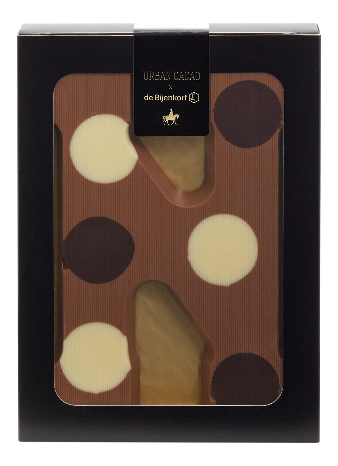 Urban Cacao Melk chocoladeletter gevlekt 200 gram - voorkant n