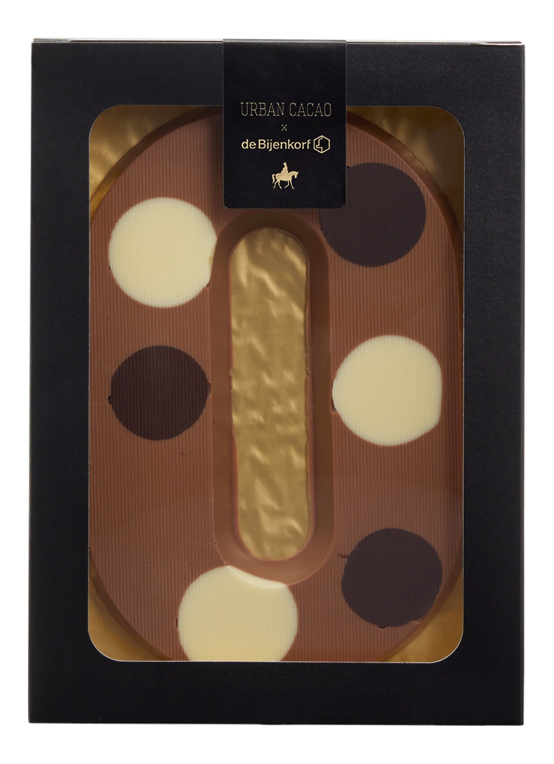 Urban Cacao Melk chocoladeletter gevlekt 200 gram - voorkant o
