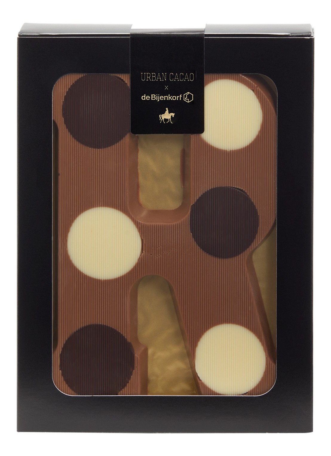 Urban Cacao Melk chocoladeletter gevlekt 200 gram - voorkant r
