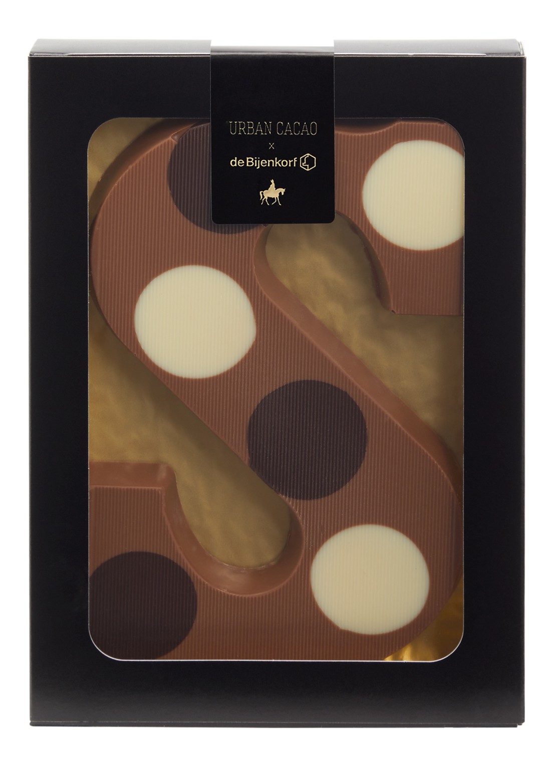 Urban Cacao Melk chocoladeletter gevlekt 200 gram - voorkant s