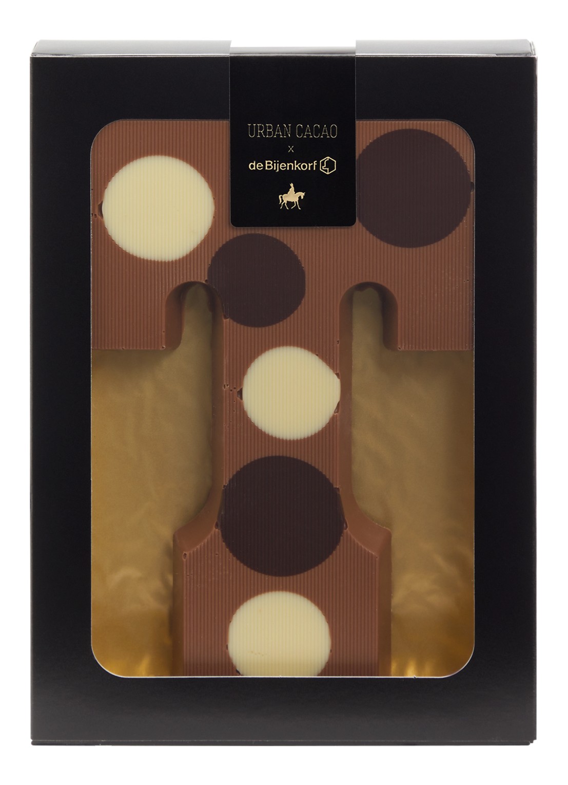 Urban Cacao Melk chocoladeletter gevlekt 200 gram - voorkant t