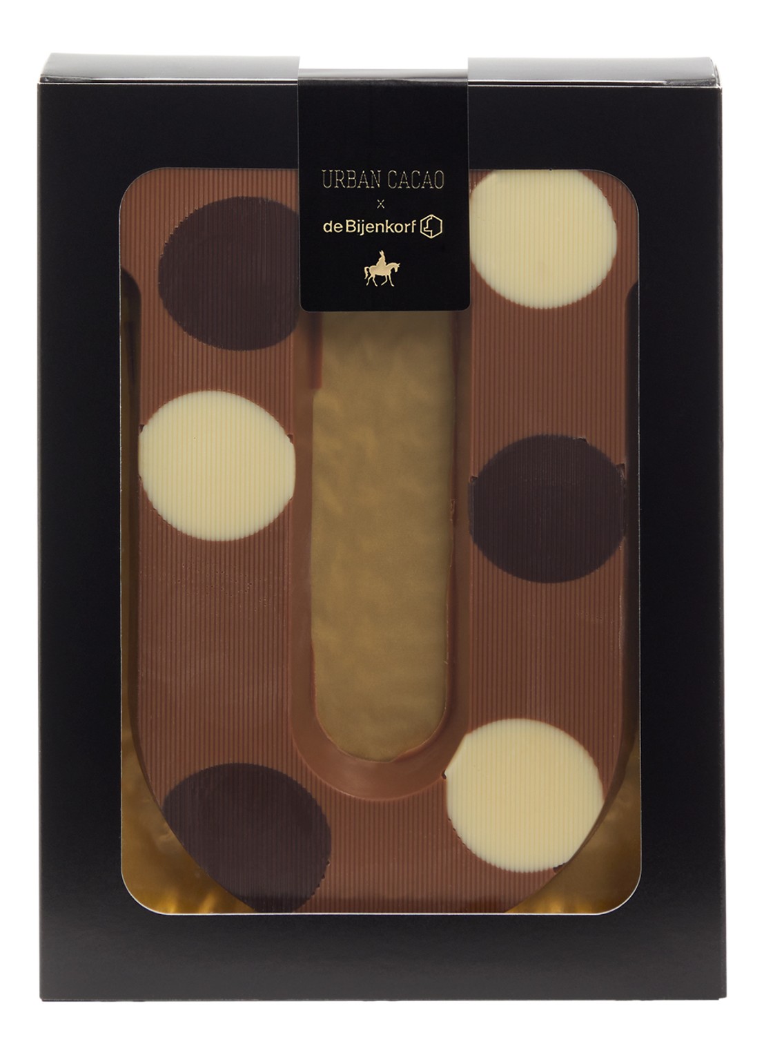 Urban Cacao Melk chocoladeletter gevlekt 200 gram - voorkant u