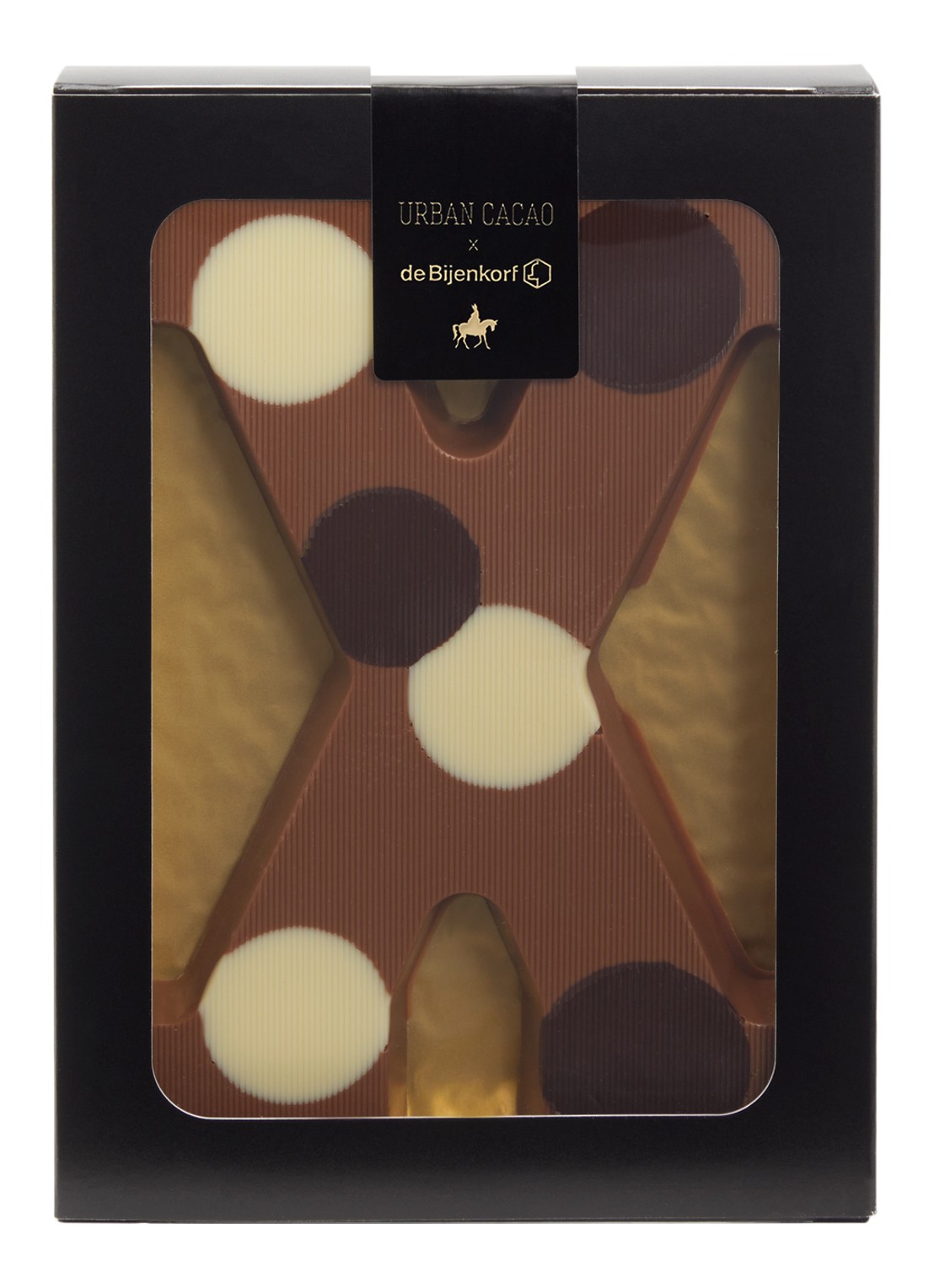 Urban Cacao Melk chocoladeletter gevlekt 200 gram - voorkant x