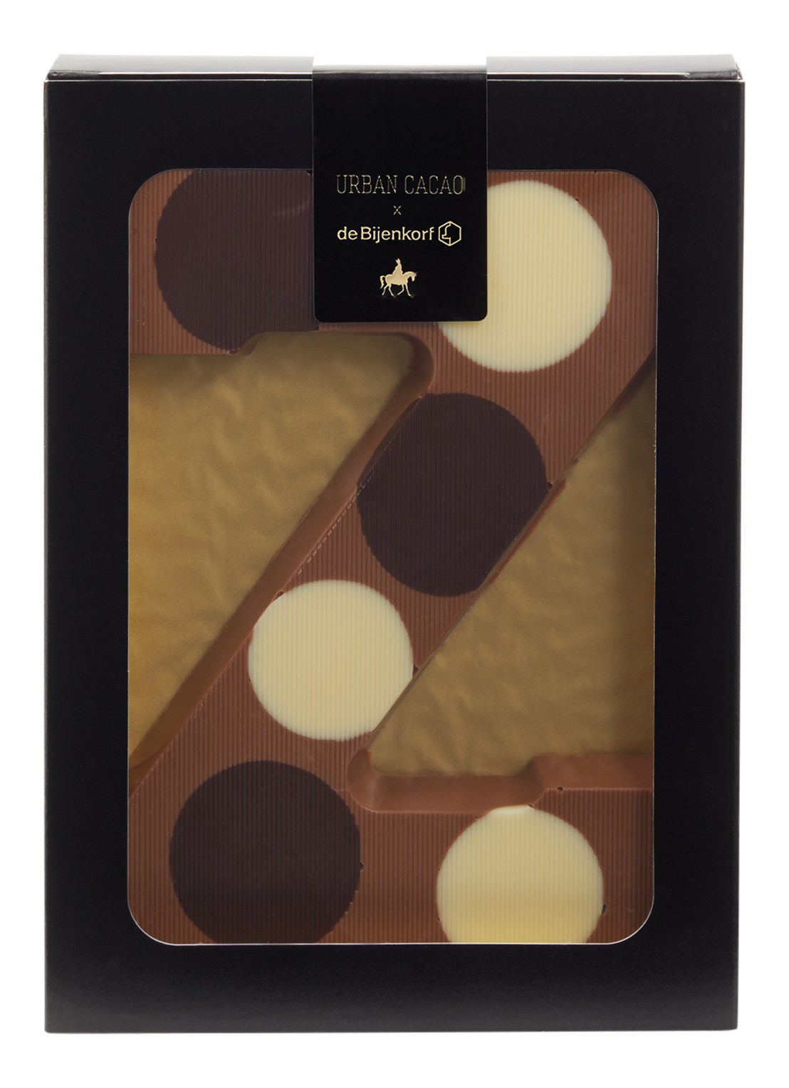 Urban Cacao Melk chocoladeletter gevlekt 200 gram - voorkant z